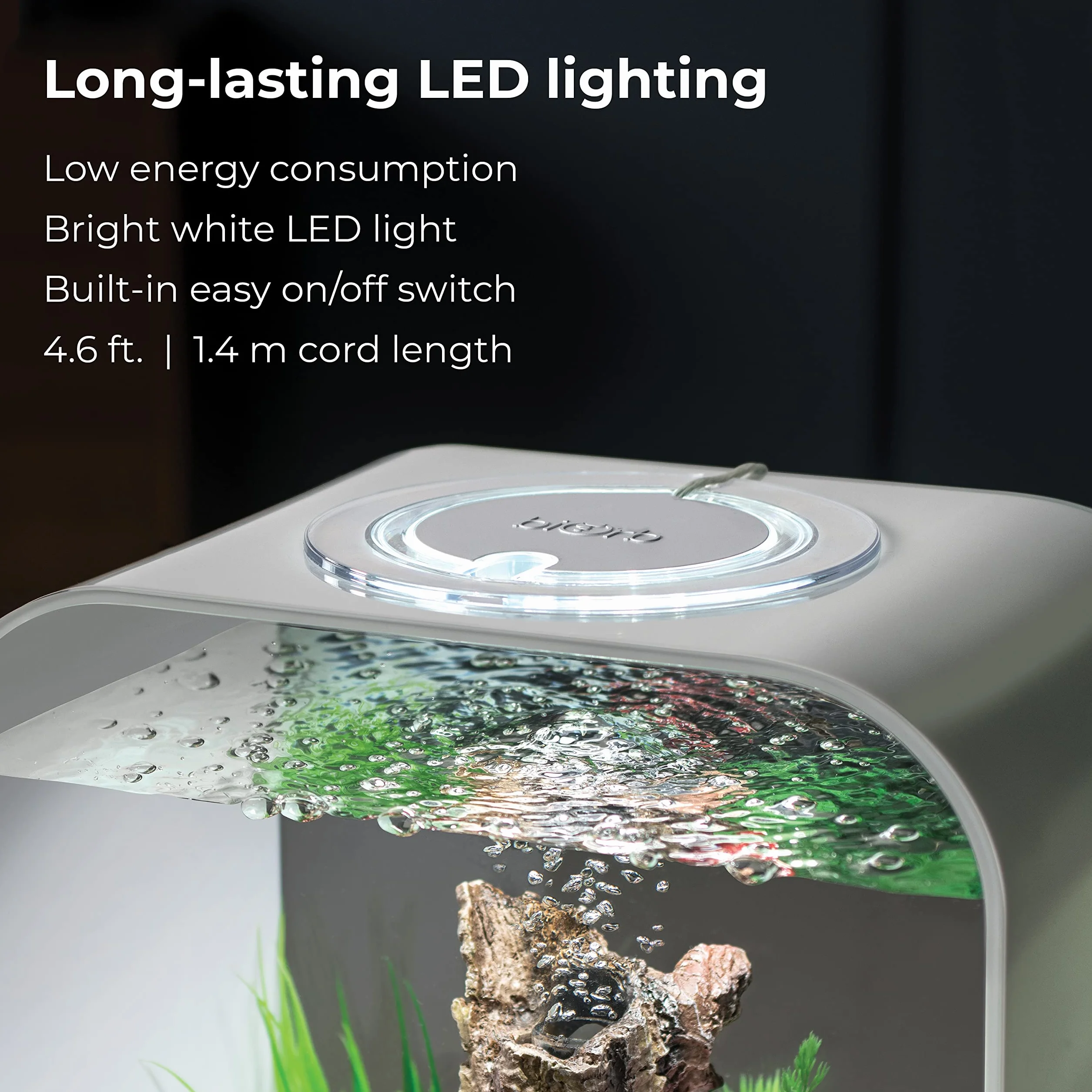 biOrb 72047 LIFE 15 LED transparente - acuario decorativo de 15 litros completo con sistema de filtrado, iluminación LED y sustrato cerámico de robusto cristal acrílico
