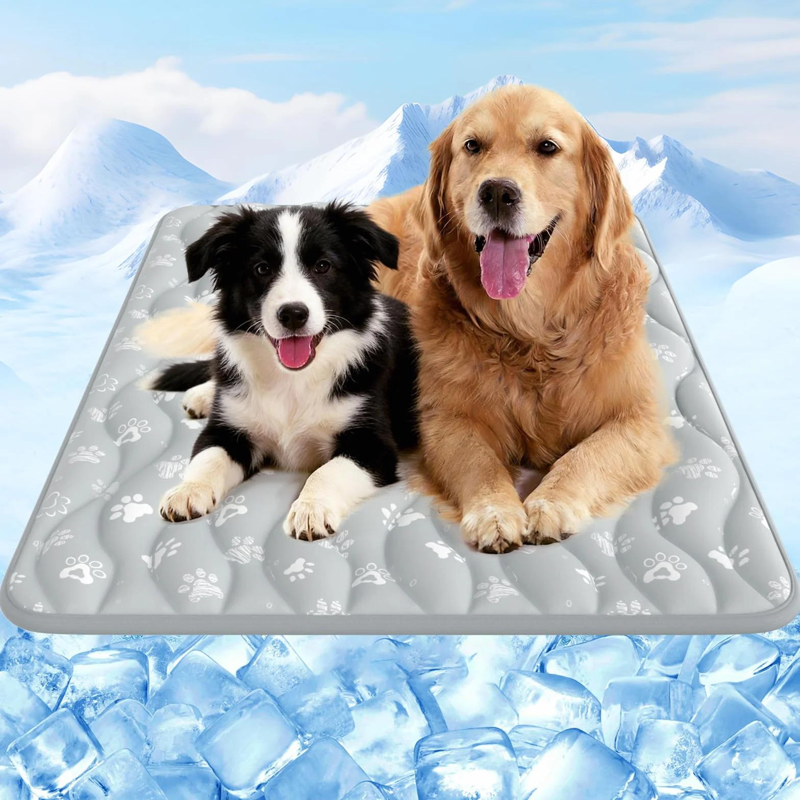Rywell Alfombrilla de refrigeración súper absorbente para perros de 59 x 40 pulgadas, Arc-Chill 3.0 y tapete de refrigeración para perros que cambia de color, se mantiene fresco y seco, lavable
