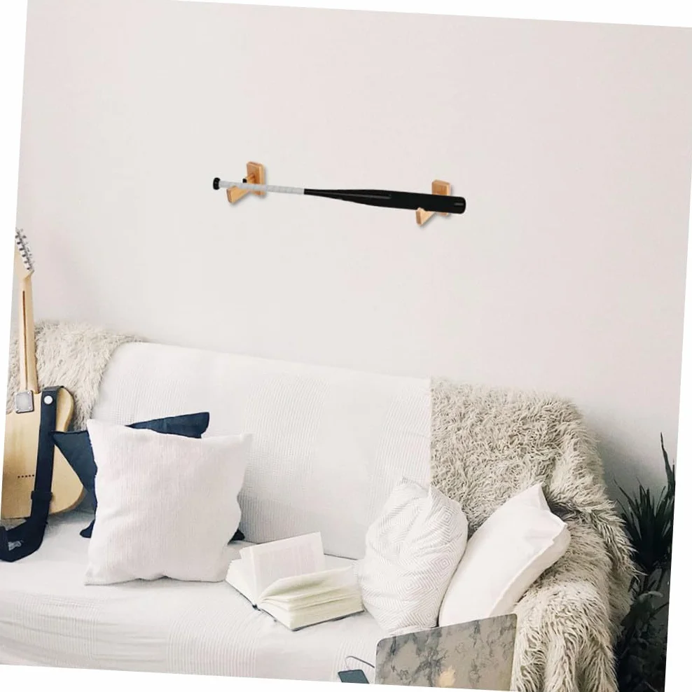 Toyvian 2 Soporte Para Bates De Béisbol De Madera Soportes De Pared Horizontales Estante Exhibir