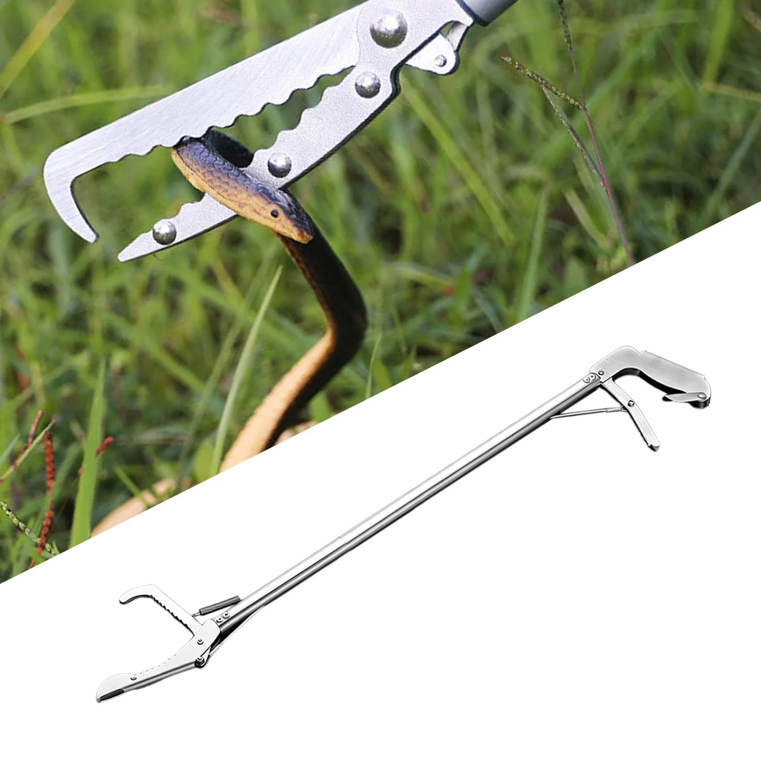 Colcolo Herramienta Plegable para atrapar Serpientes, Pinza para Serpientes de, Herramienta versátil para Alimentar, Ligera, Antideslizante, con, Caño Curvo de 200 Cm