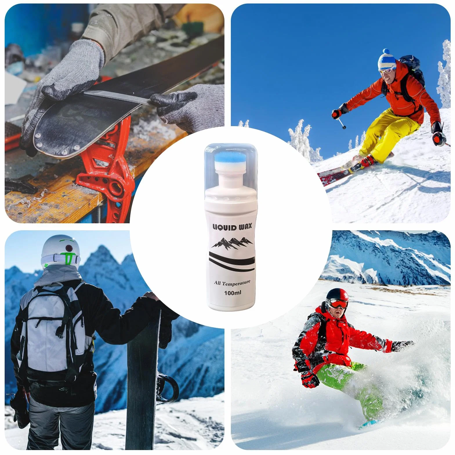 Pasta para Snowboard Todas Las Temperaturas 100ml De Carreras Fácil De Aplicar Esquí Deportes Invierno