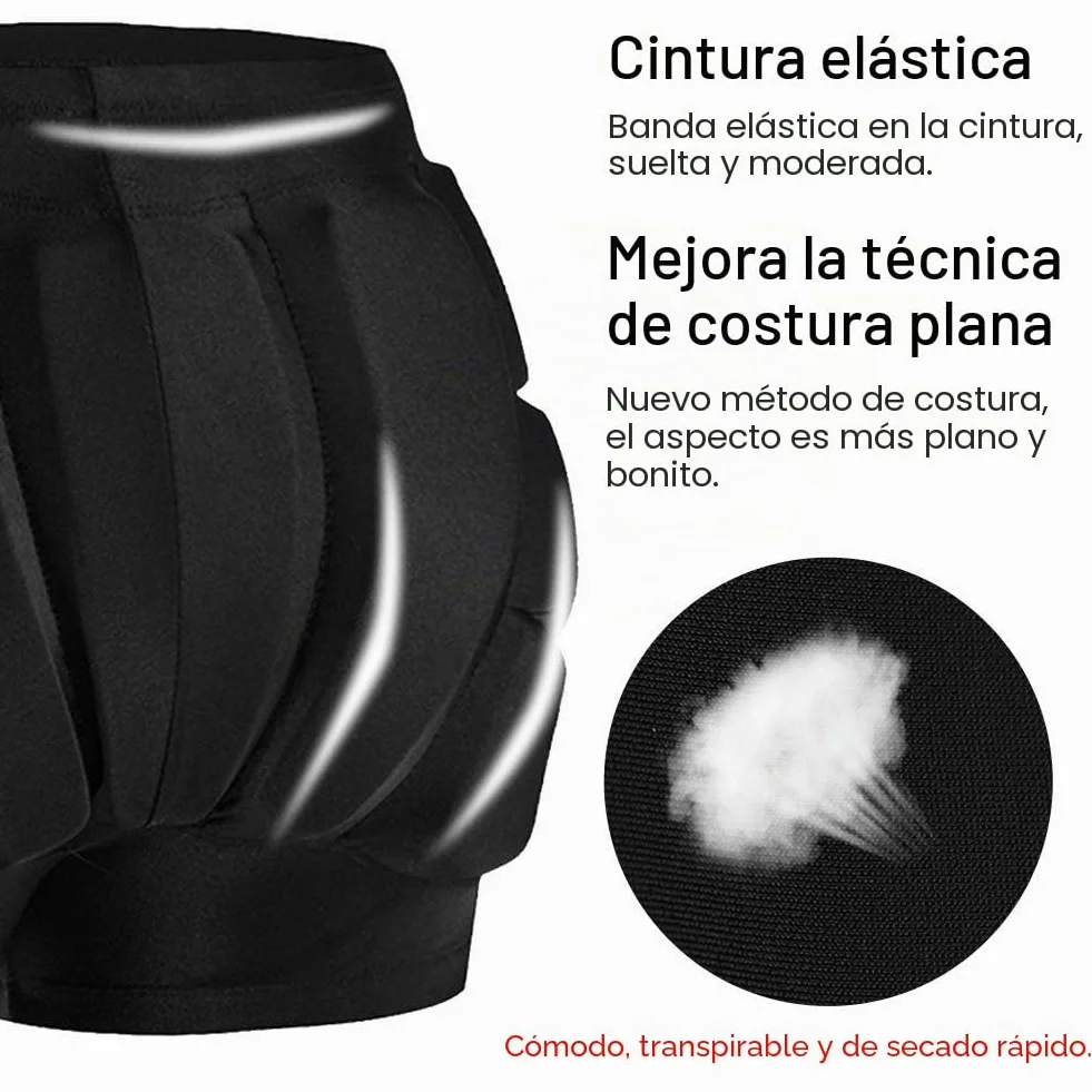 Anwangda Pantalones cortos acolchados protección cadera 3D para ciclismo patinaje snowboard equitación