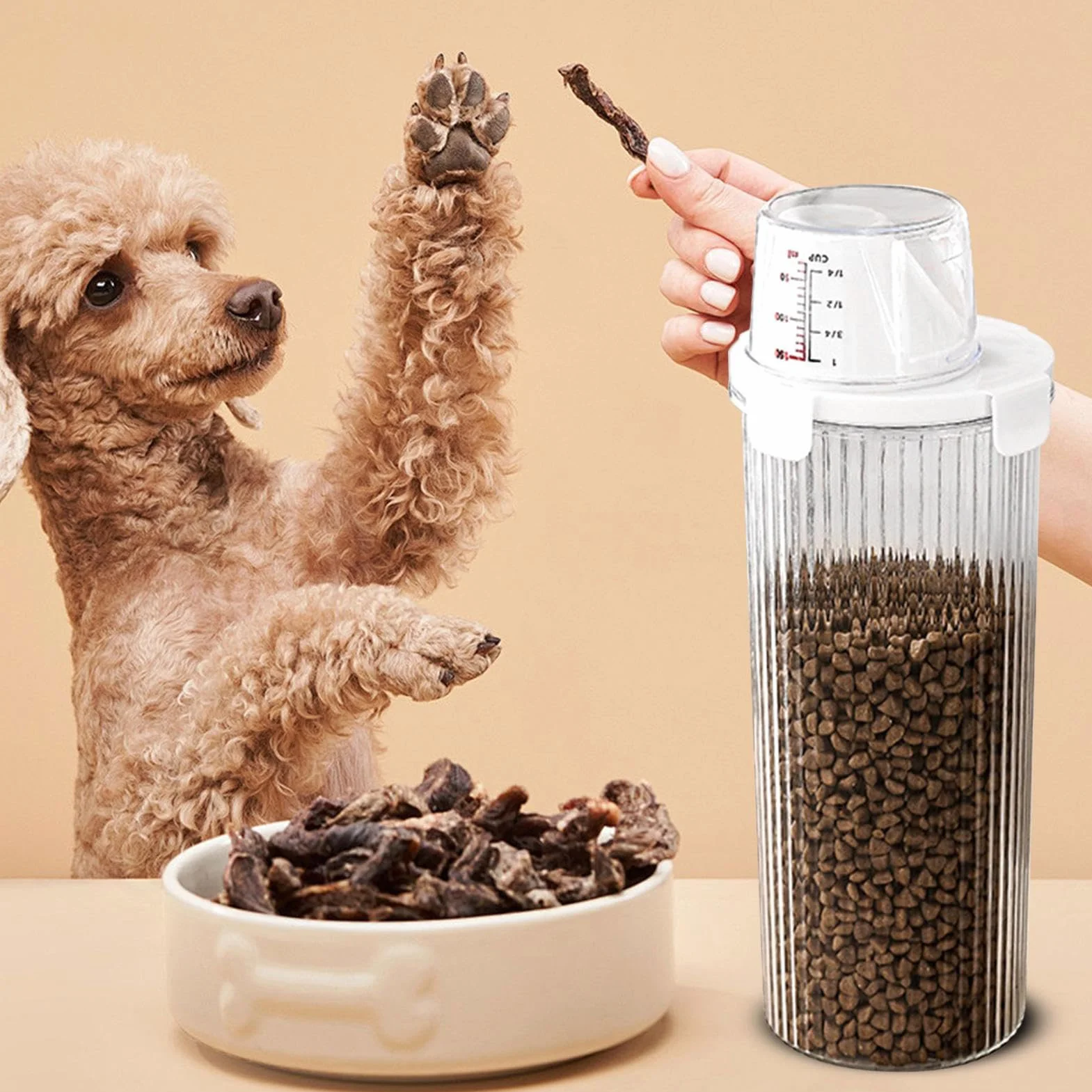 Contenedor de comida para gatos – Contenedor hermético de almacenamiento de alimentos para perros – Dispensador hermético de gran capacidad, suministros para mascotas, accesorios de cocina para