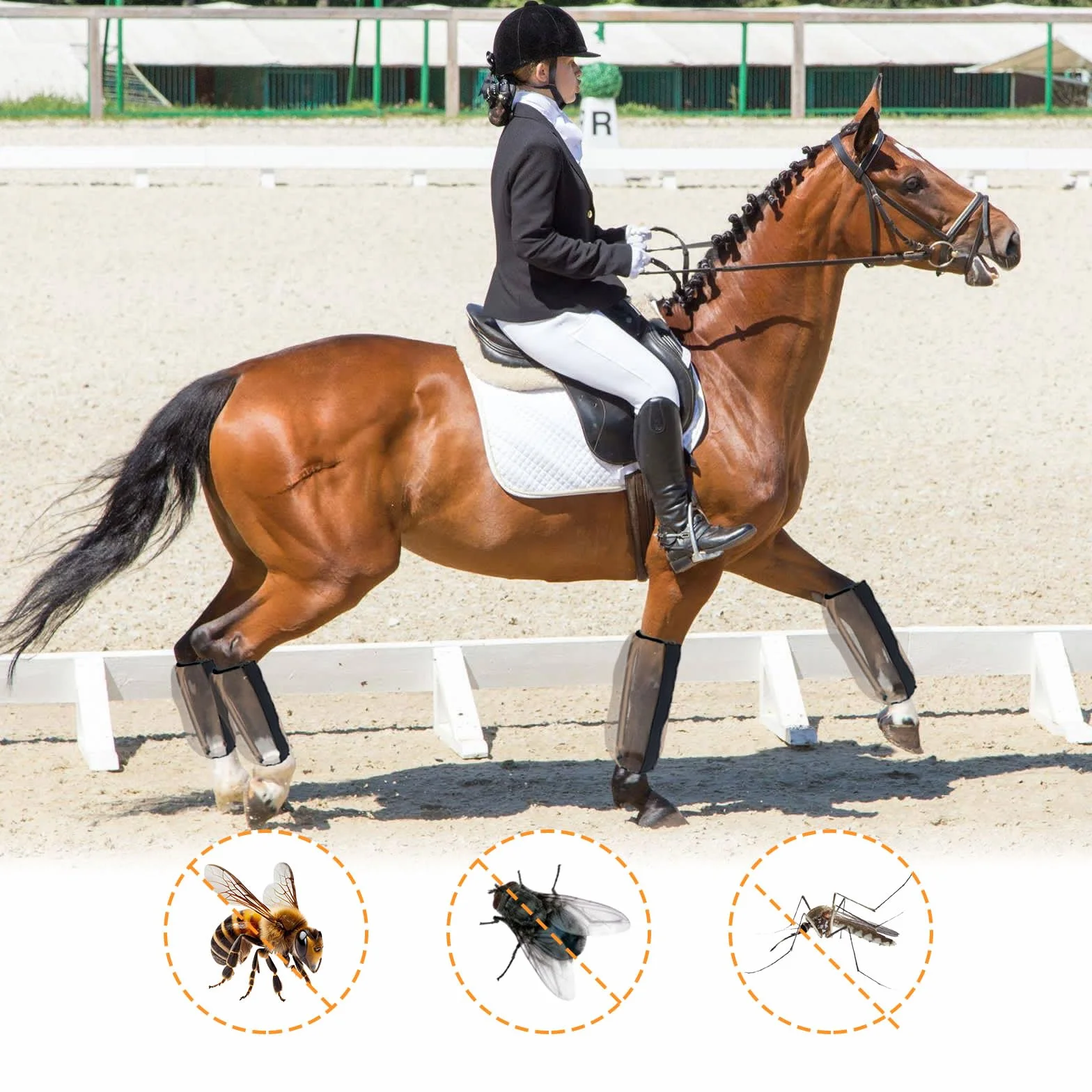 Fundas antimosquitos para patas de caballo, talla universal, malla fina transpirable