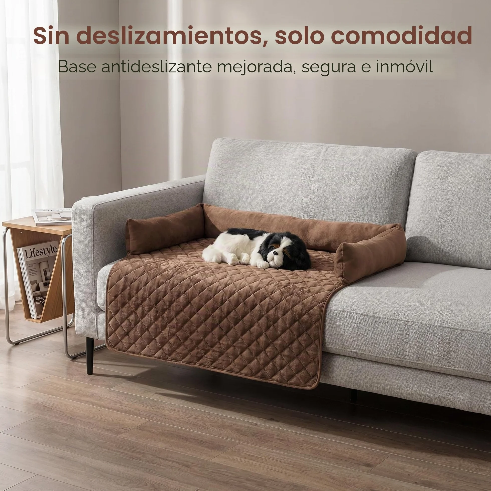 OKYUK Cama para Perros, Protección para Sofá, Hecha a Mano, Lavable, Cojín y Alfombrilla para Perros Grandes, Medianos y Pequeños (Café, 75 x 75 cm)