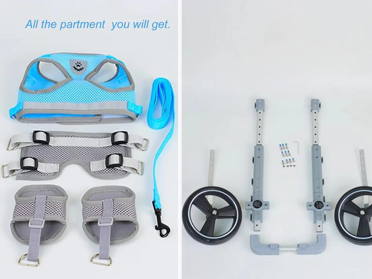 Silla de ruedas ligera para perros para patas traseras, carrito de movilidad de 2 ruedas con tiras reflectantes y cinturón de seguridad, soporte ideal para mascotas discapacitadas (XS)