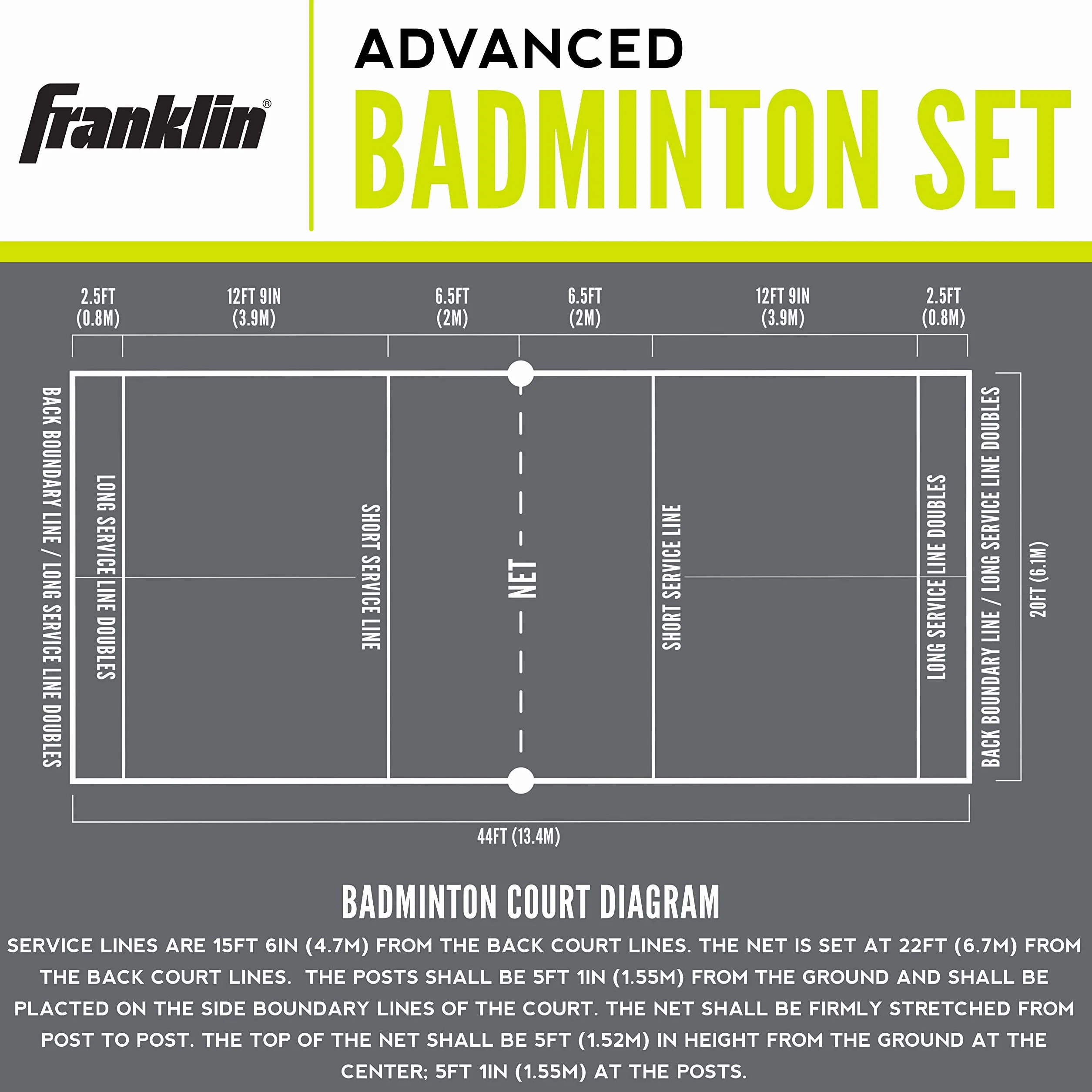 Franklin Sports Juego de bádminton 4 Raquetas de Acero Red Volantes Bolsa de Transporte