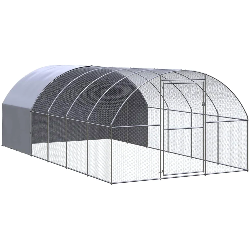 Gallinero para exteriores de acero galvanizado, 3 x 6 x 2 m, con techo para aves de corral, gallinas, patos y animales pequeños, cercado estable con malla de alambre para jardín