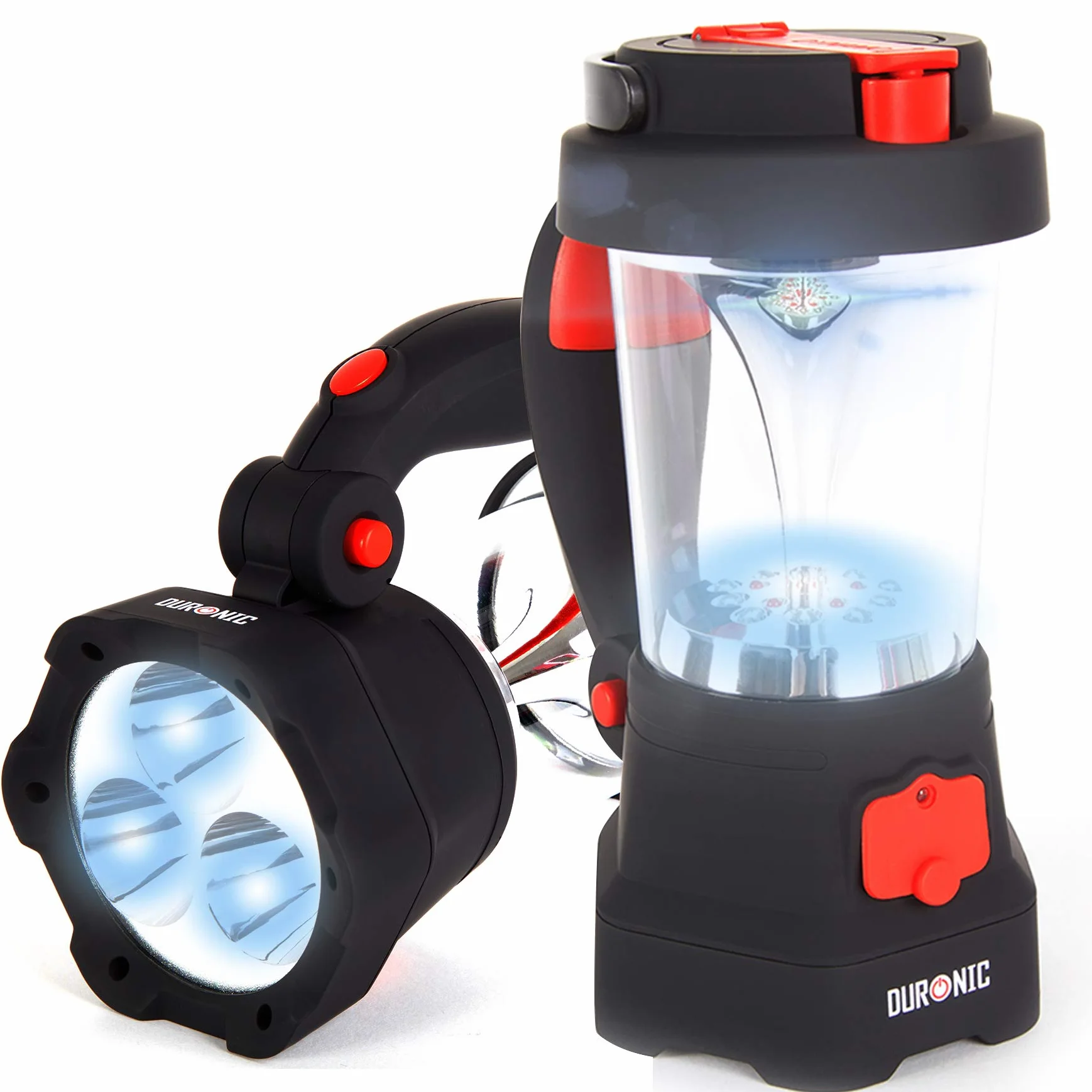Duronic Hurricane Linterna con dinamo y USB 10 LED señal de emergencia rojo intermitente para camping