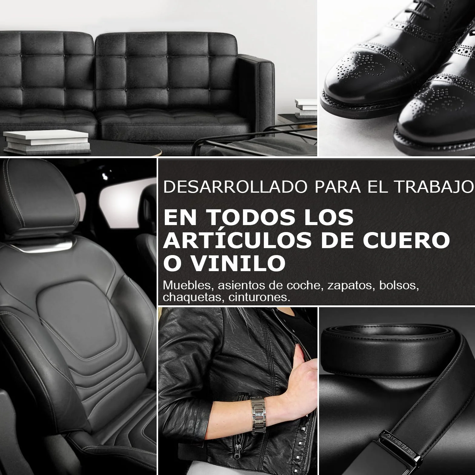 SEISSO Juego de Reparación de Cuero, 200 g, Crema de Reparación de Cuero, Restaurador de Cuero, para Cinturones, Zapatos, Asientos de Coche, Sofás (Negro)