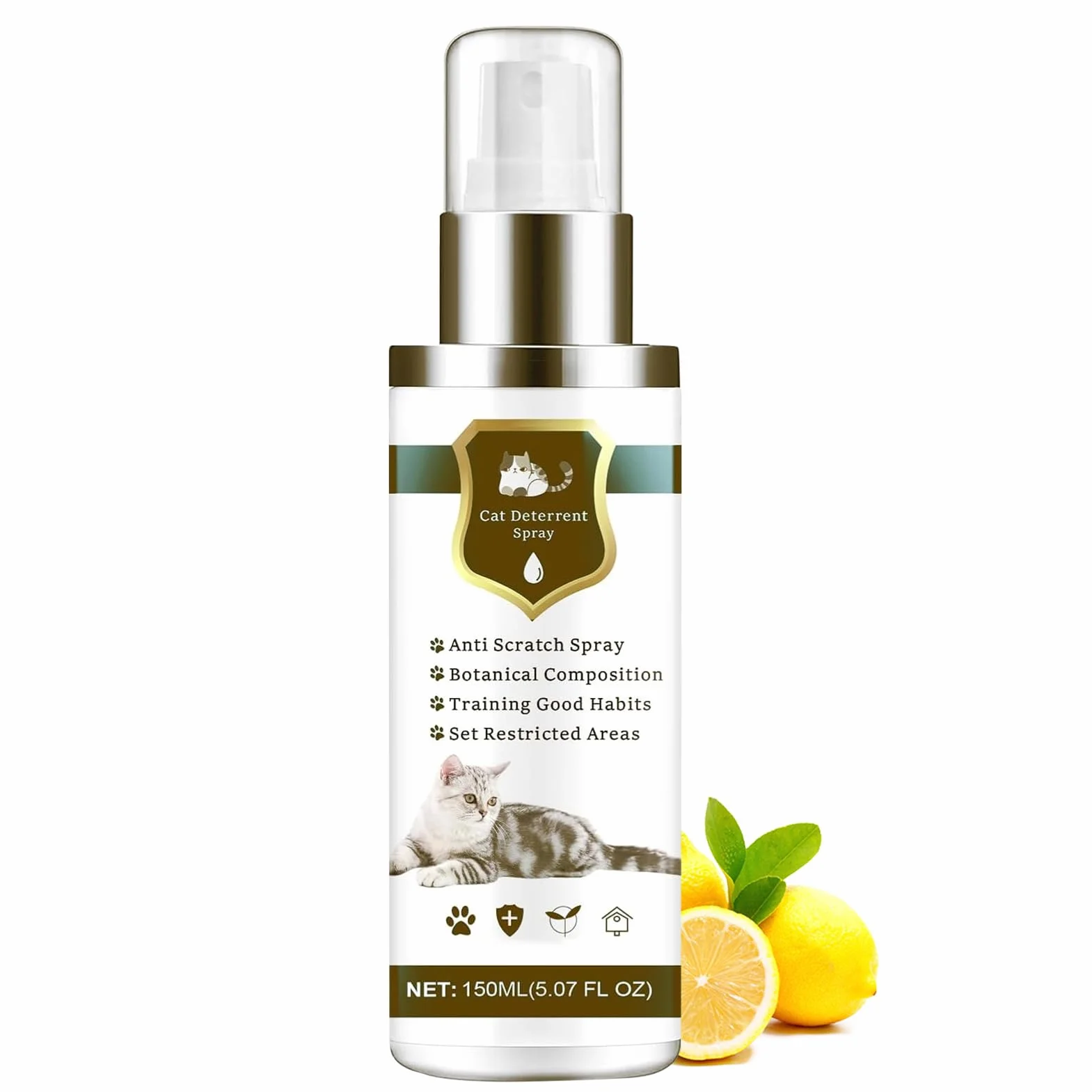 Spray Antigatos | 150ml Seguro Natural Antiarañazos - Control Interior Felino,Protege Neumáticos Sofás Alfombras Césped Patio Balcón Terraza Piscina