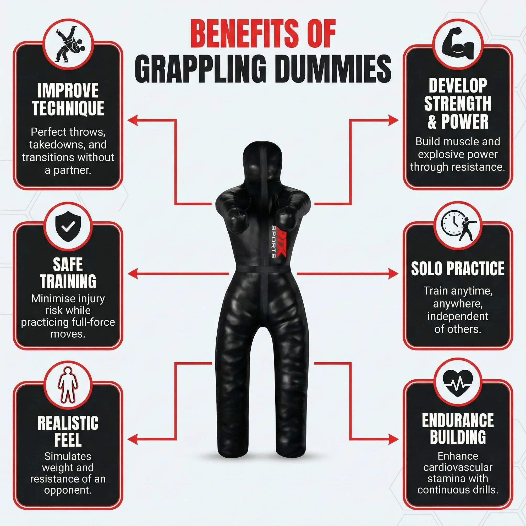 RTX MMA Judo Grappling Dummy Boxing Bag Brazilian BJJ Jiu Jitsu Wrestling Martial Arts Training Dummy Rexine Unfilled