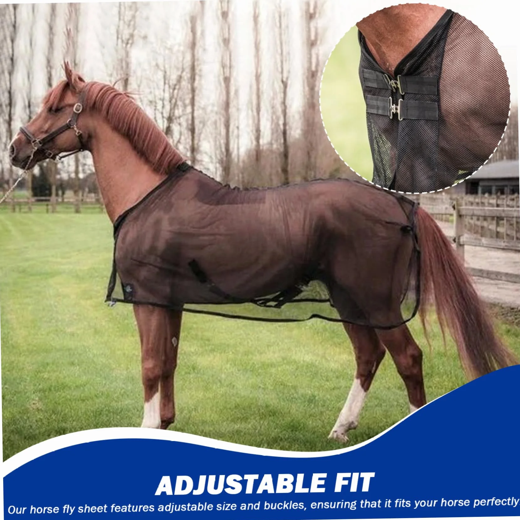 Mantas para caballos para caballos reales Hojas de moscas de caballos, sábanas de mosca ajustable para caballos, protección UV ＆ Mantas de malla de malla transpirable para caballos reales, sábana c