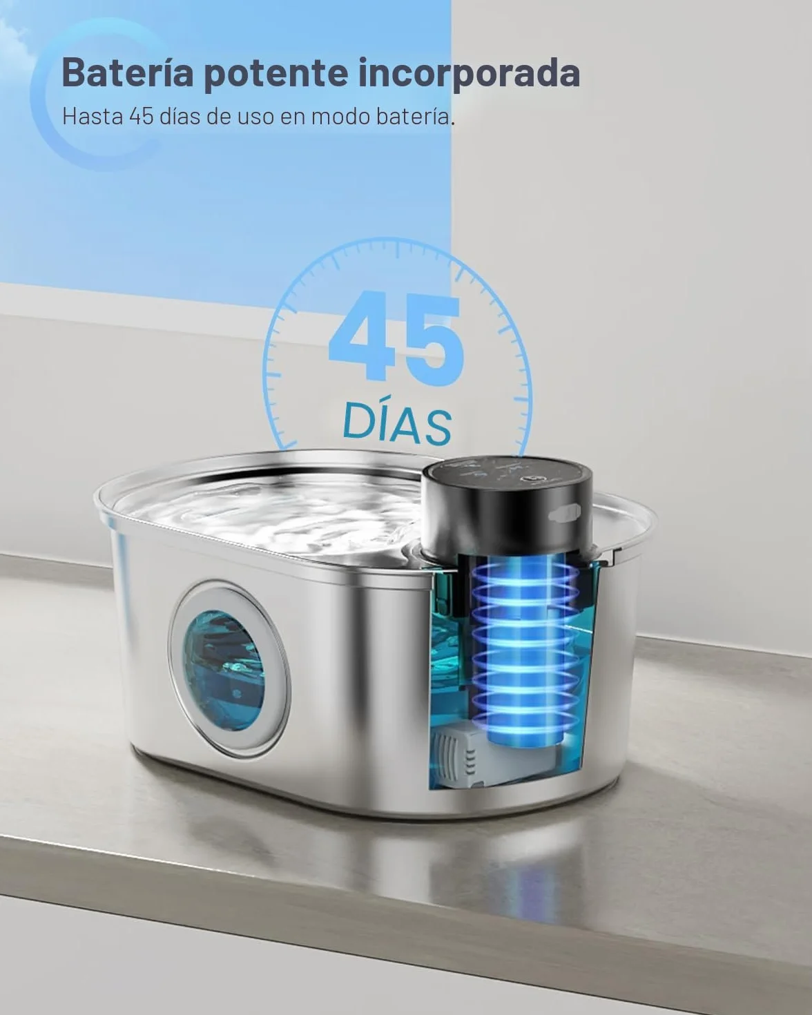 Fuente de Agua Inalámbrica para Gatos: Fuente de Acero Inoxidable para Mascotas, Dispensador Automático de Agua Inalámbrico para Interiores, Botella de Metal para Beber, Cuenco de Agua Recargable