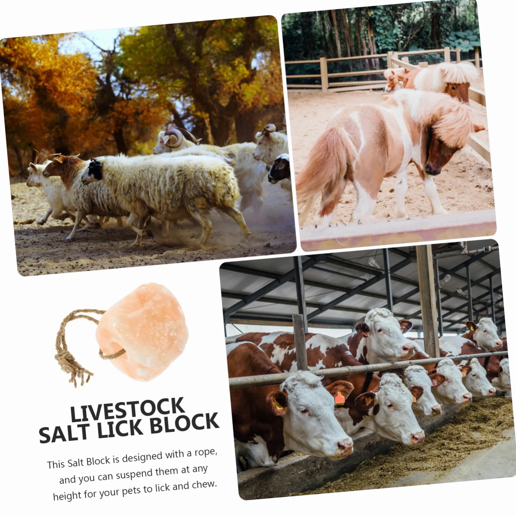 Milisten Bloque De Mineral Para Ganado Bloque Para Lamer Para Ganado Colgante Para Caballos Vacas y Ovejas Granjas