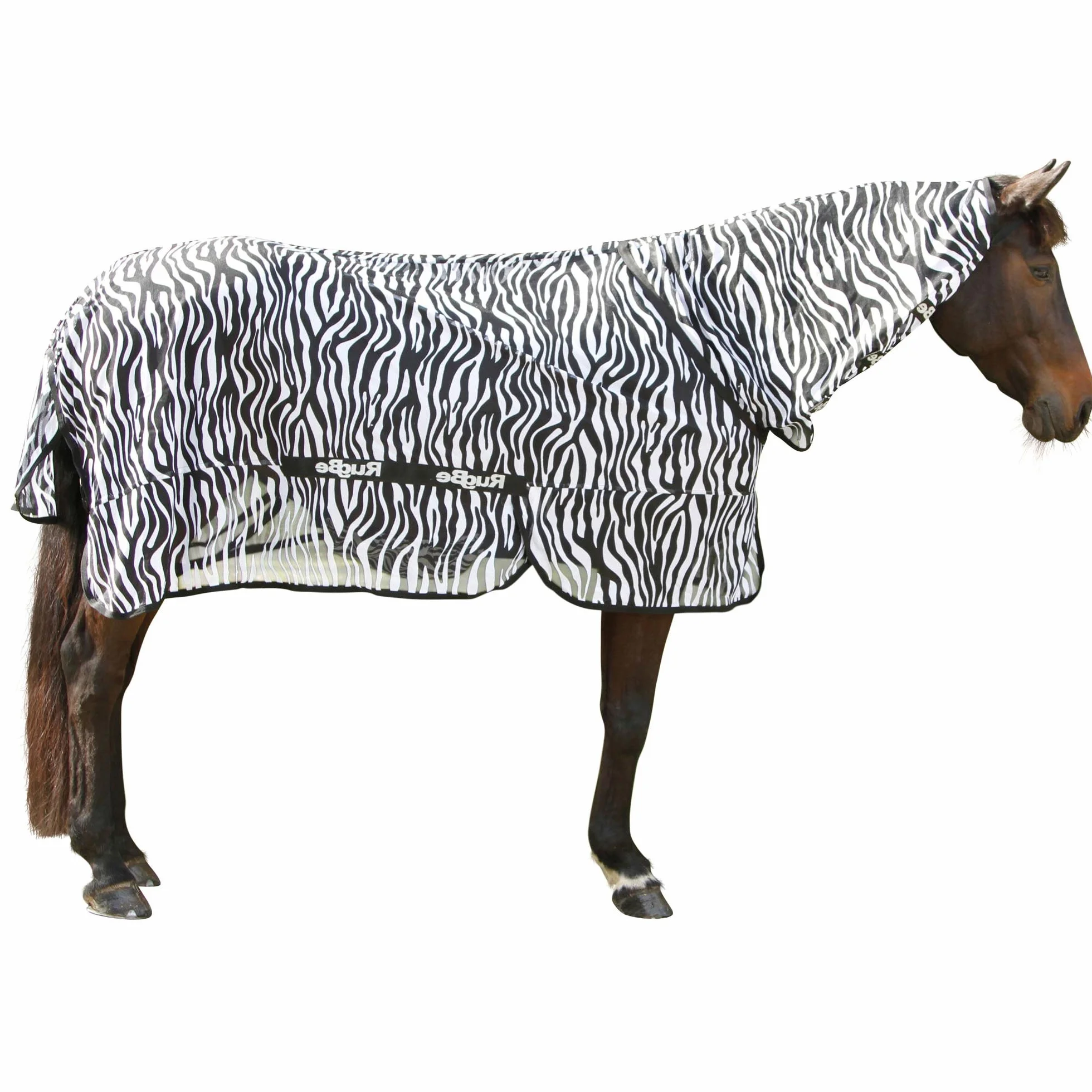 EXCELLENT Cuidado De Los Cascos Del Caballo Manta Para Moscas Y Eczemas Cebra Con Sección De Cuello 215 cm