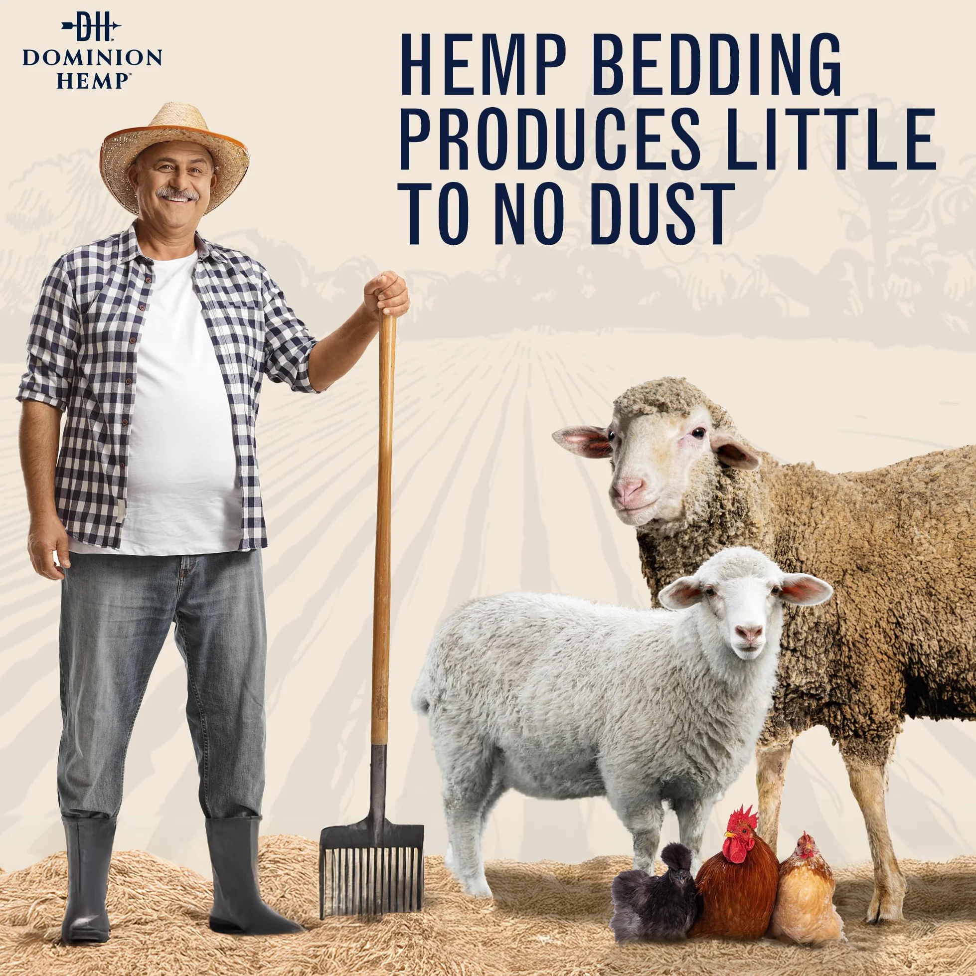Dominion Hemp Premium - Ropa de Cama de cáñamo para gallineros de más de 10 pies cúbicos (285 L) – Cultivado y procesado en Estados Unidos – Cajas Nido para Pollos, Conejos, cobayas, hámsters