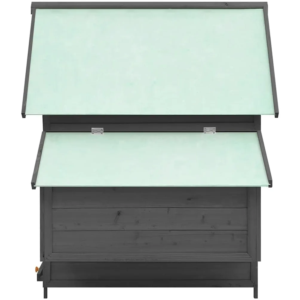 Gallinero de madera maciza de abeto, gallinero con 2 cajas nido y ventanas, gallinero para gallinas con bandeja extraíble para el suelo, gallinero 150 x 96 x 110 cm, gris y blanco