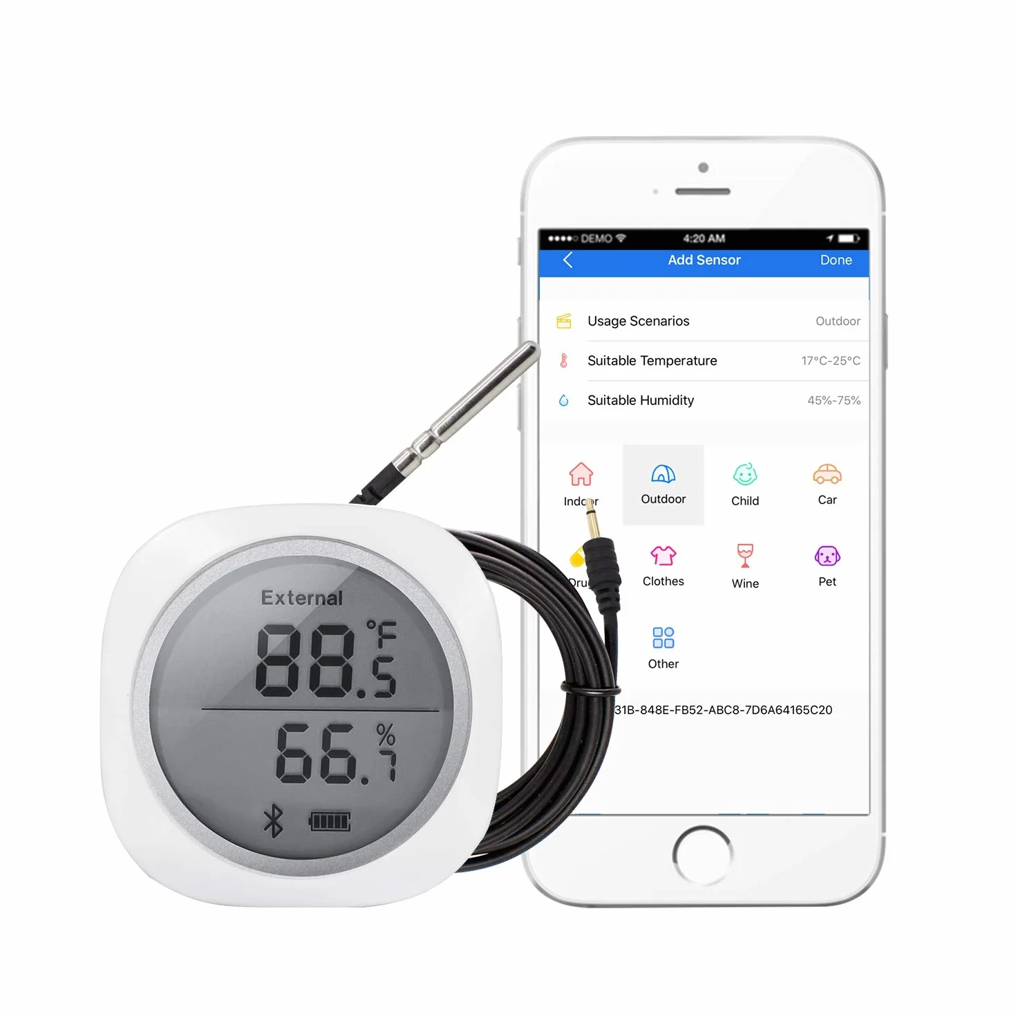 Inkbird IBS-TH1 Plus Bluetooth Registrador de Temperatura y Humedad Data Logger Termometro Digital con Sonda Externa y LCD Pantalla, Eléctrica de 2* Batería para Caja de Cigarro, Reptile Terrario