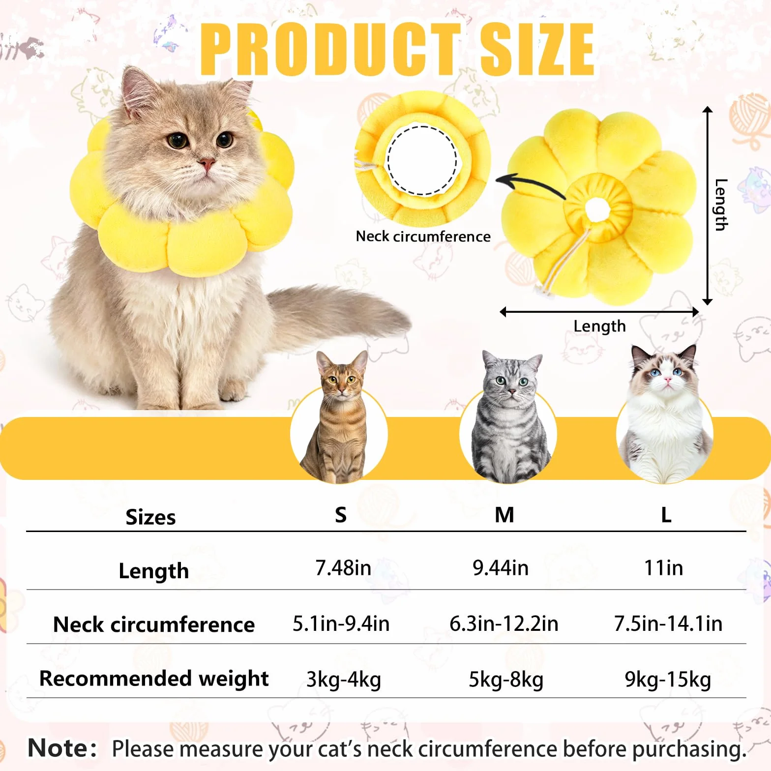 QKURT Collar de Recuperación para Gato, Collar Ajustable para Gatos Después de La Cirugía, Evitar Picaduras de y Arañazos Lesiones y Lamido, Forma de Flor