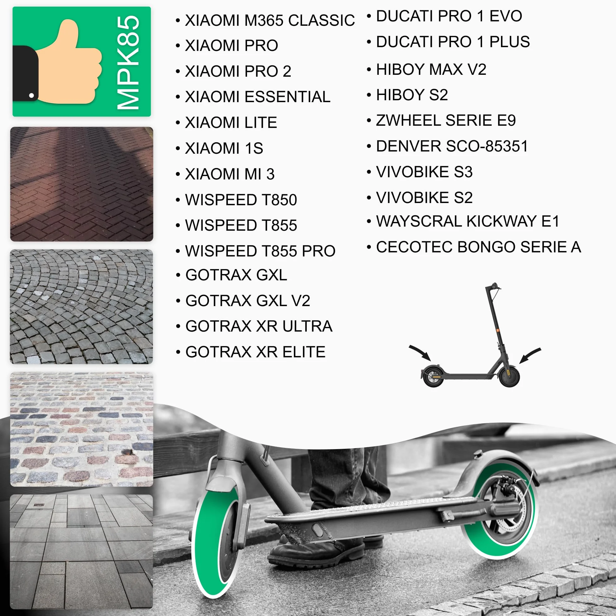 MOOVMOOV Ruedas Macizas 8,5 Pulgadas Antipinchazos para Patinete Xiaomi M365 Pro Pro 2 Essential Light 1S Mi 3 Cecotec