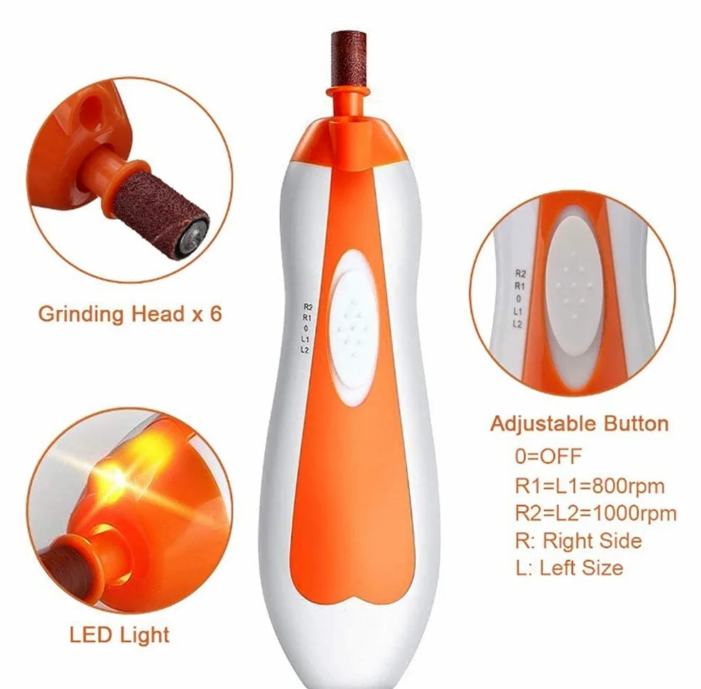 Pet Nail Grinder Papa eléctrica Trimerador Clipper Pequeño Medio Medio Perros Gatos Pequeños Animales Portátiles Patas Sin Dolor Impirt PAWAS Corte de Aseo