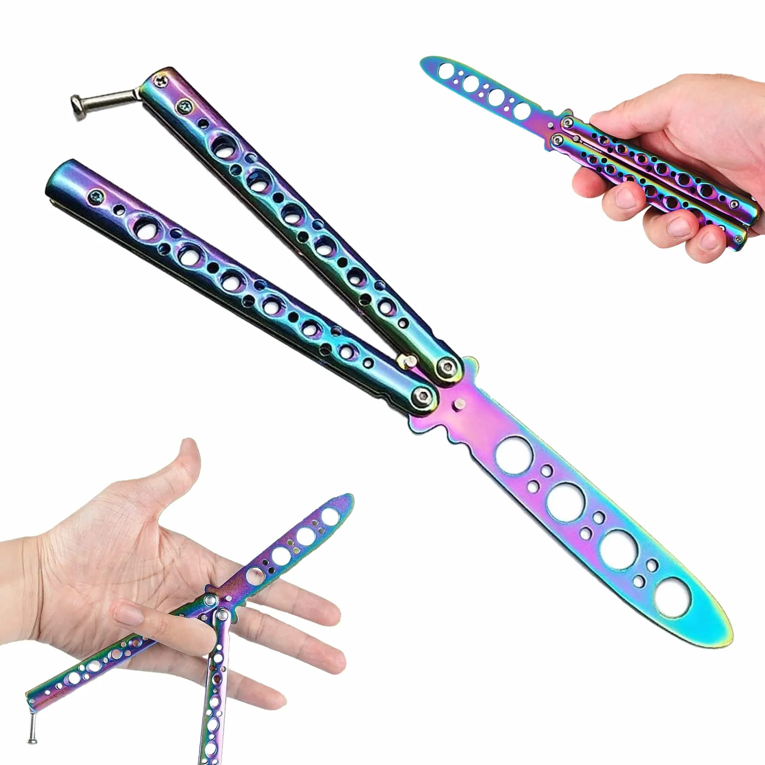 ZoeTekway Butterfly Trainer Cuchillo de Práctica Mariposa Arco Iris sin Hoja Afilada para Principiantes