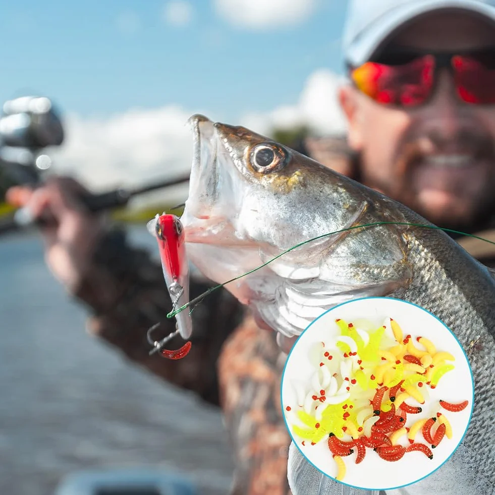 Vicloon Señuelo Suave Gusano Artificial Cebo Pesca Plástico Agua Dulce Caja Almacenamiento Trucha Salmón Carpa