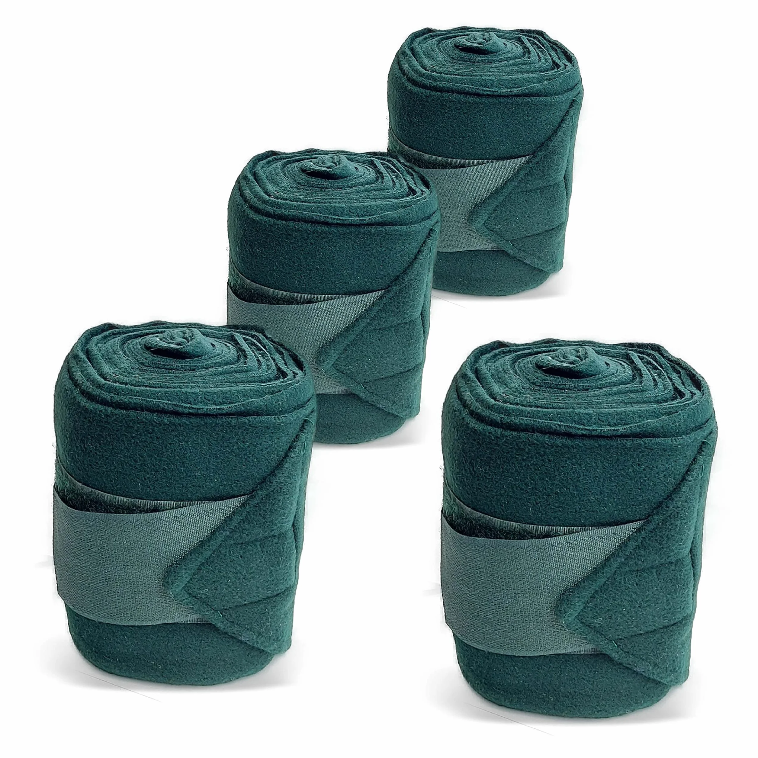 Vendas para caballo de forro polar con cierre – vendajes de forro polar caballo en juego de 4 unidades con práctica bolsa de almacenamiento (sangre caliente (Full), verde oscuro)