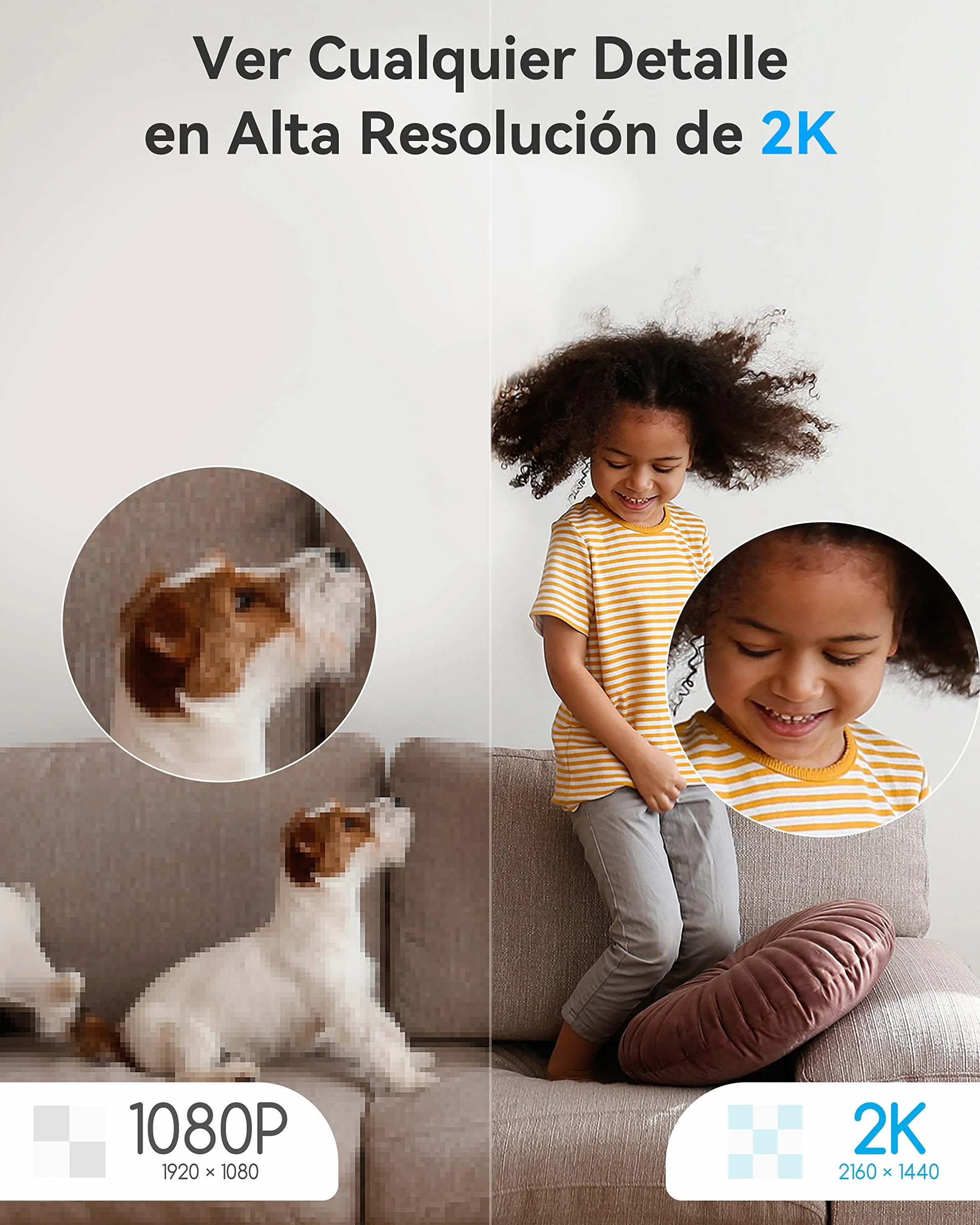 blurams Camara Vigilancia Wi-Fi Interior 2K, Cámara IP 360° Cámara Bebés,Camara Seguridad para Perros/Bebé/Ancianos,Visión Nocturna, Llamada One-Touch,Audio Bidireccional,Admite Tarjeta SD y Cloud