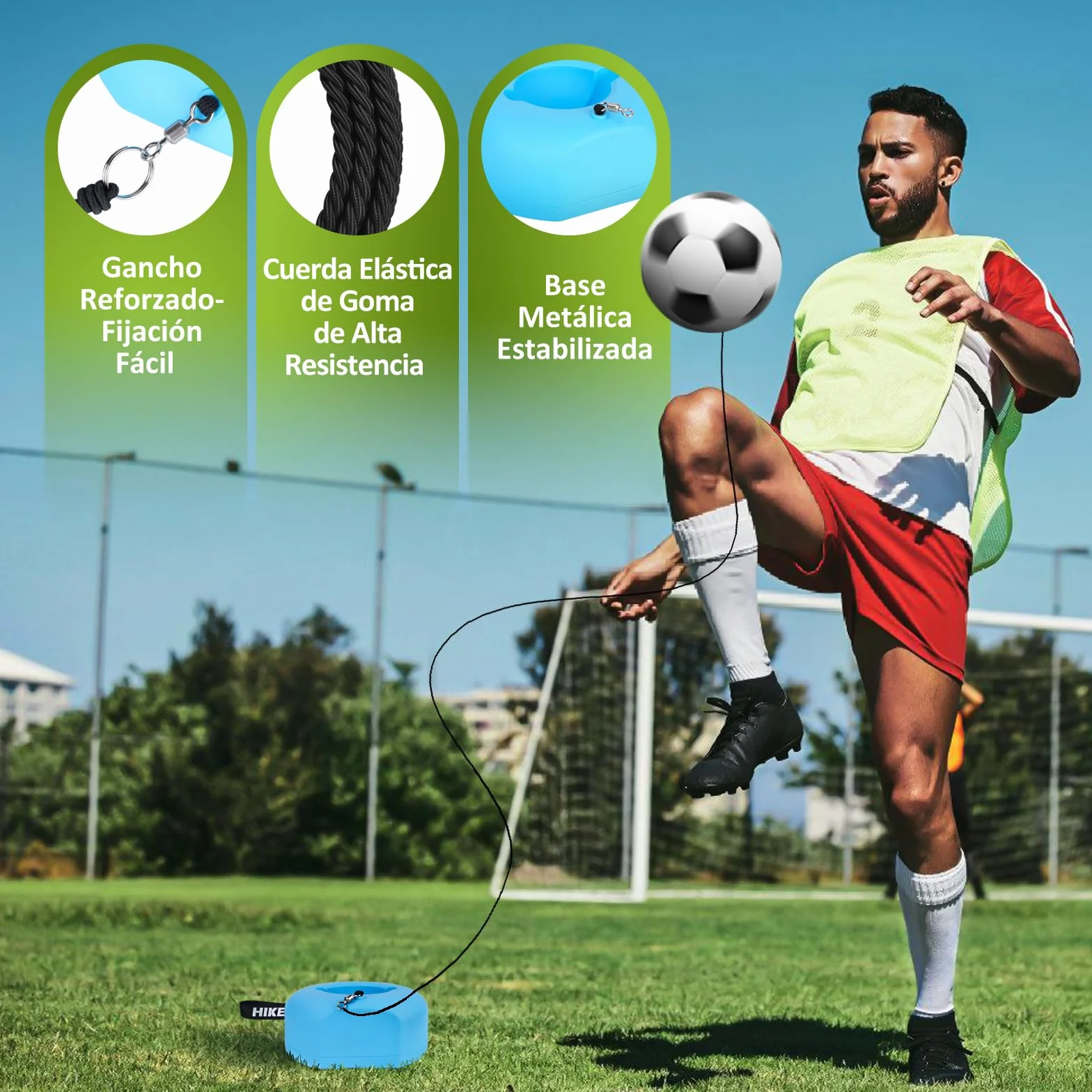 Hikeen Kit Entrenamiento Futbol con Balon Base Metalica para Exterior Interior Jovenes Adultos