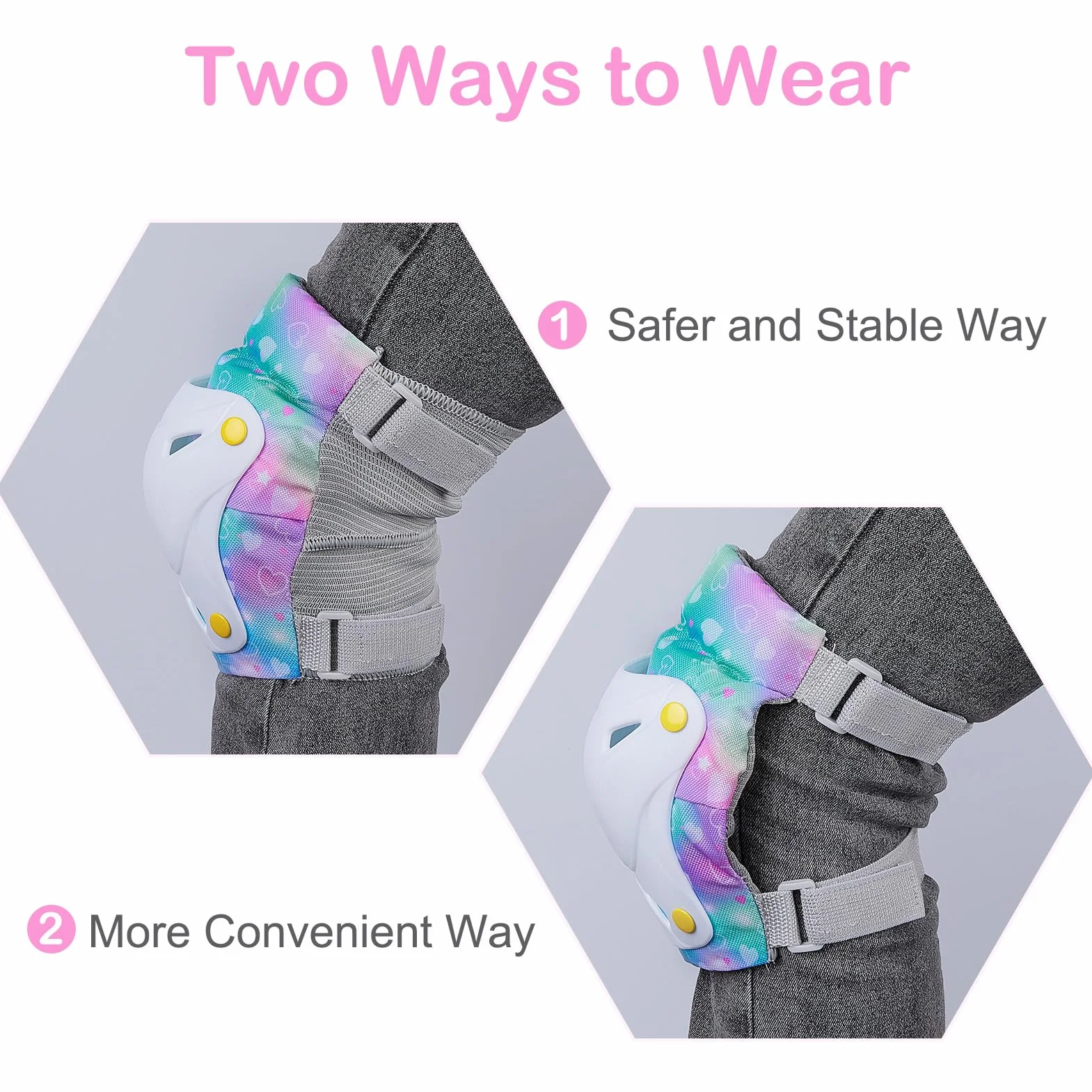 Unicorn Castle Rodilleras y Coderas de Unicornio para niños y niñas, Juego de Equipo de protección Ajustable 6 en 1 con Bolsa de cordón, 3-8 años