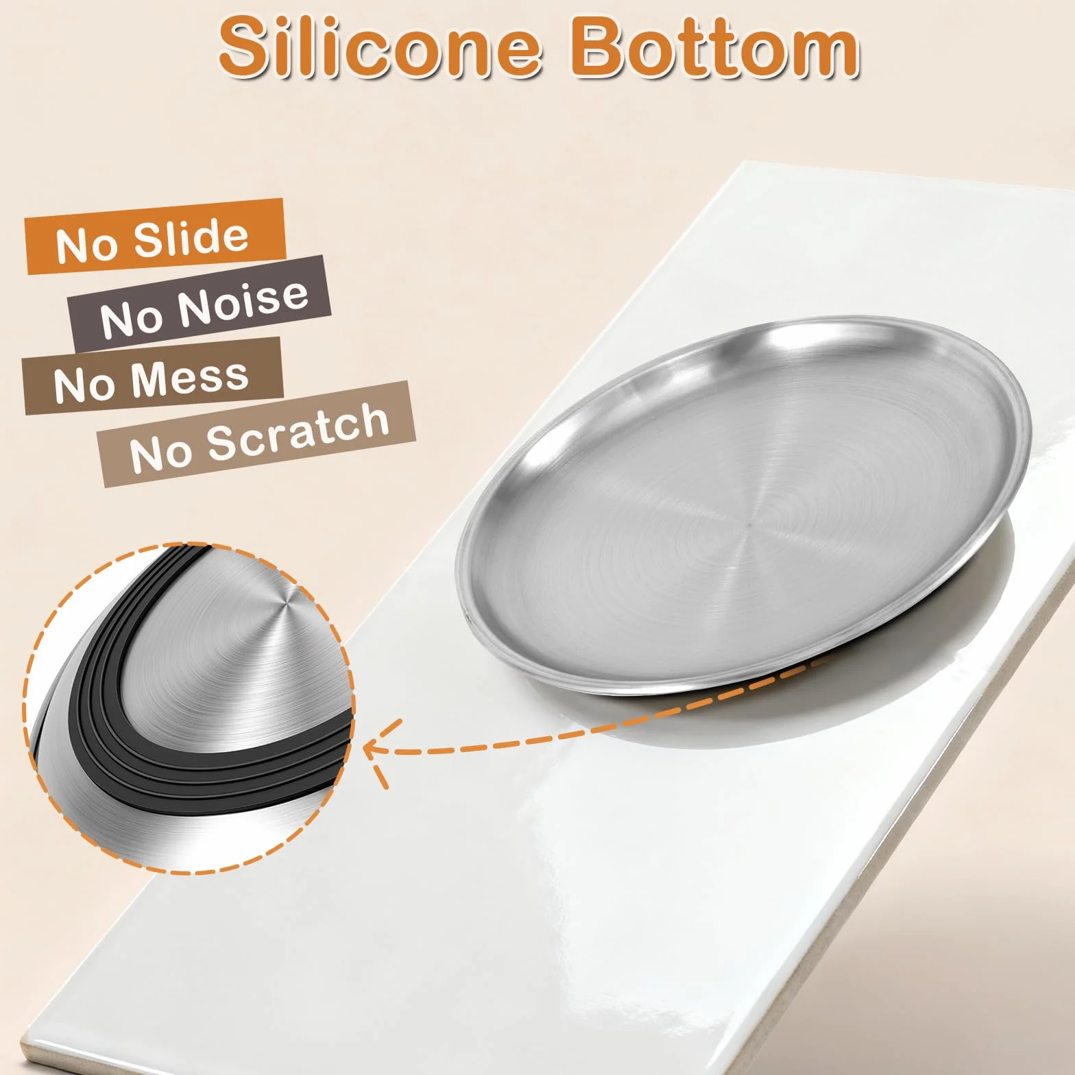 2 Piezas Cuencos Planos para Gatos de Acero Inoxidable,17CM Comedero Plano para Gato con Base Antideslizante,Platos Anchos Aptos para Gatos para Perros Pequeños,Gatos (Plata)
