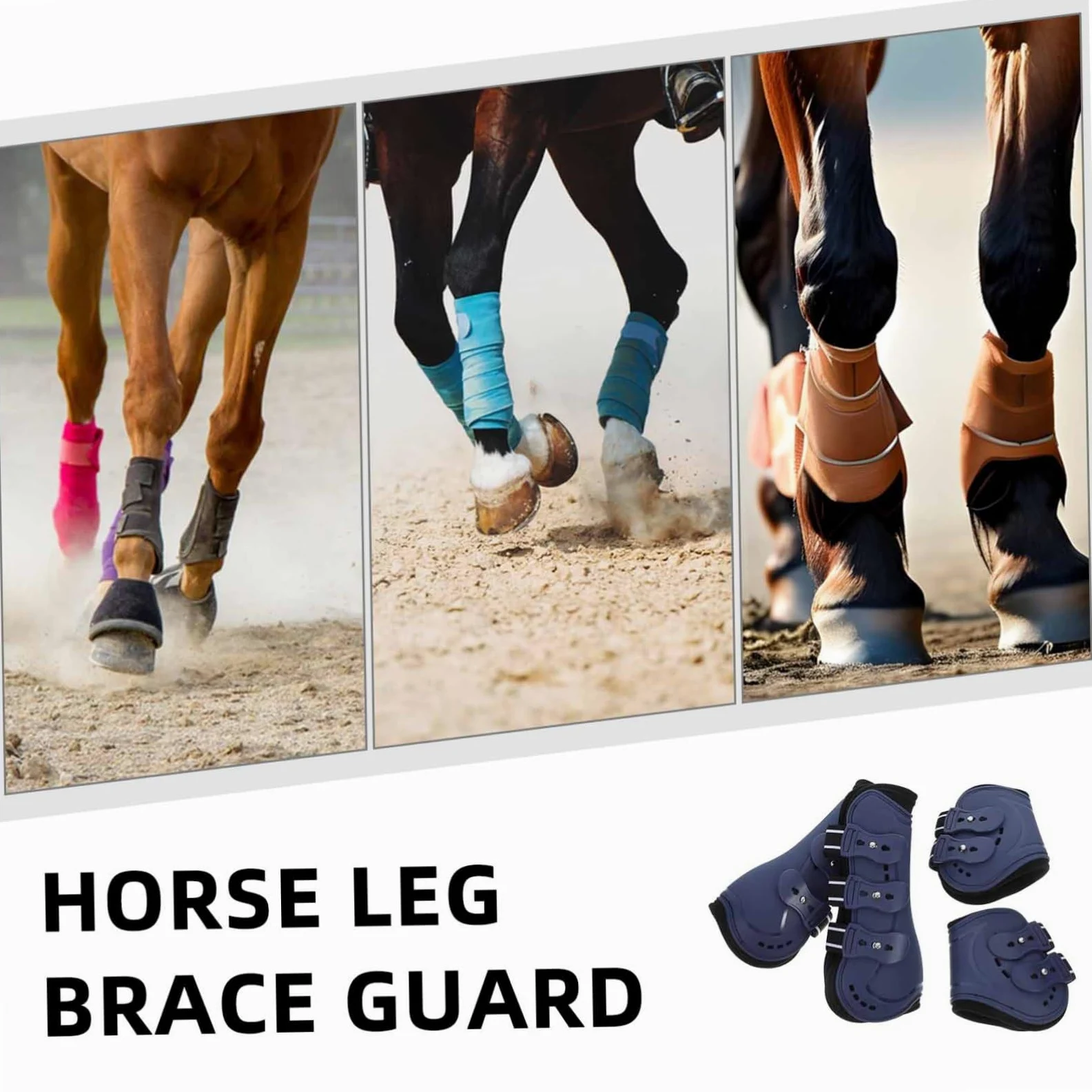 Toddmomy 4piezas Botas De Tendón para Caballos Protección PU Delanteras y Traseras para y Paseos Diseño Ergonómico y Resistente