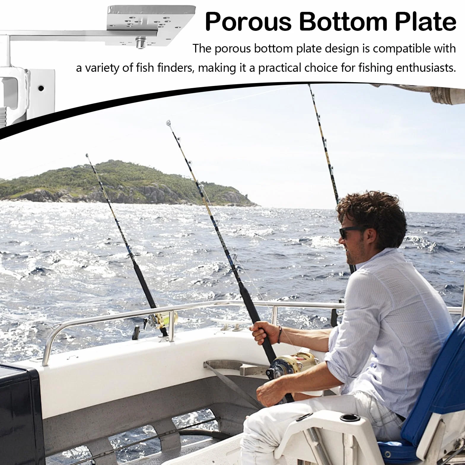 Soporte para Sonda de Pesca, Soporte de Aluminio Giratorio 360° Resistente a la Corrosión, Altura 36-59cm