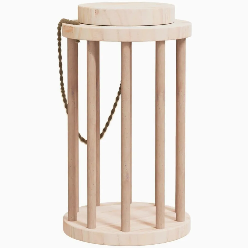Heno para conejos de madera maciza de abeto, diámetro 15 x 25,5 cm, con tapa extraíble y asa de cordón, dispensador de heno para animales pequeños, adecuado para conejillos de indias