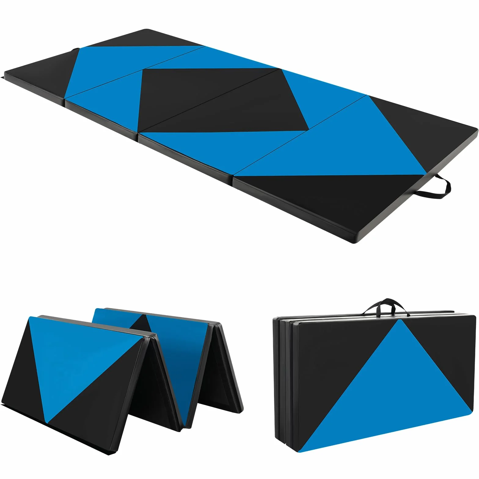 COSTWAY Colchoneta de Gimnasia Plegable 240 x 117 x 5 cm, Esterilla de Piel PU para Ejercicio Aeróbico