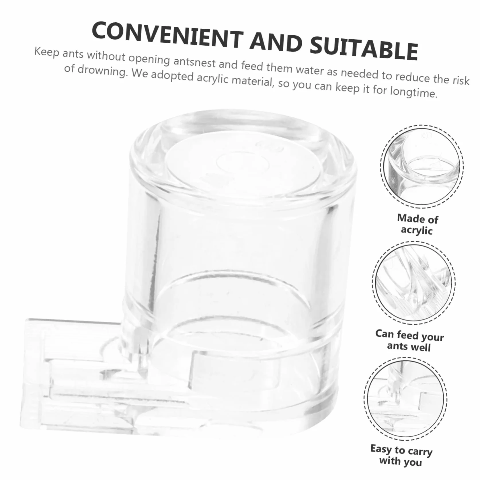 KOMBIUDA Botella de agua acrílica para hormigas y hormigas para granjas de hormigas y hormigas – Unidad de alimentación y caja de alimentación para hormigas, ideal para castillo de hormigas y nido de
