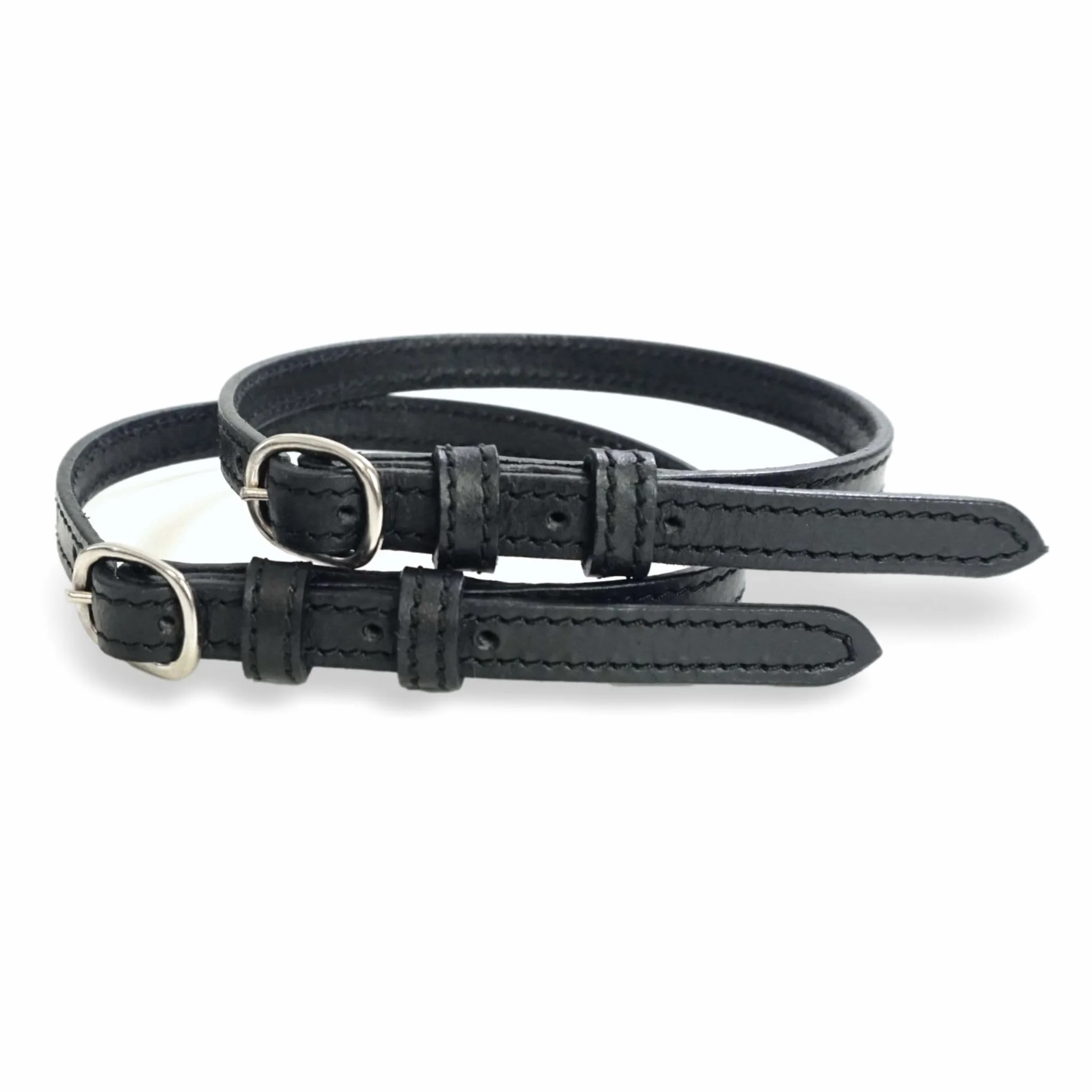 Pferdelinis Correa de piel para espuelas (2 unidades, correa de repuesto para espuelas, tamaño ajustable, sujeción perfecta para las espuelas), color negro