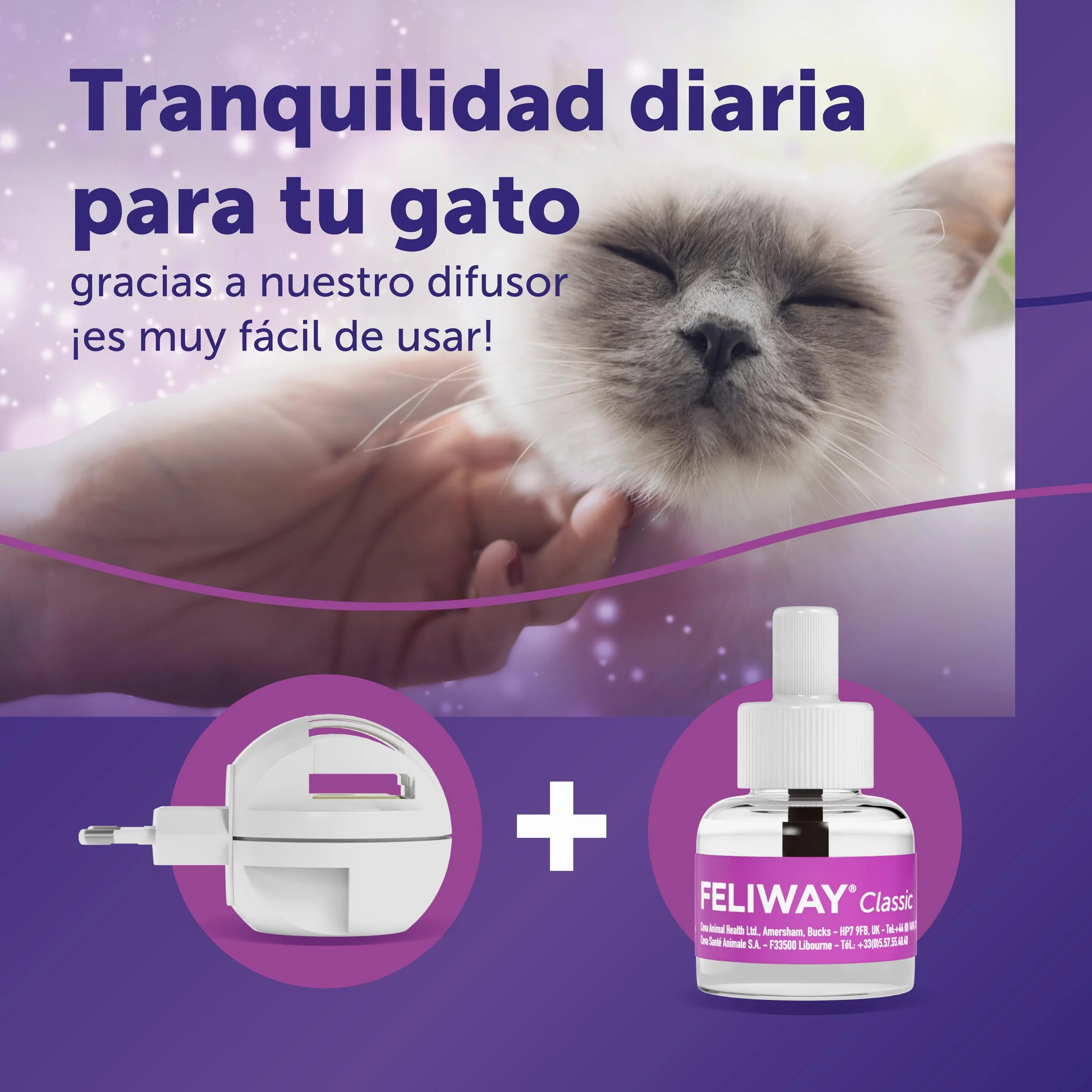 FELIWAY Classic - Difusor + Recambio de feromonas calmantes para gatos (30 días, 48 ​​ml) - Ayuda a reducir los signos más comunes de estrés. Recomendado por veterinarios. Tranquilidad y bienestar.