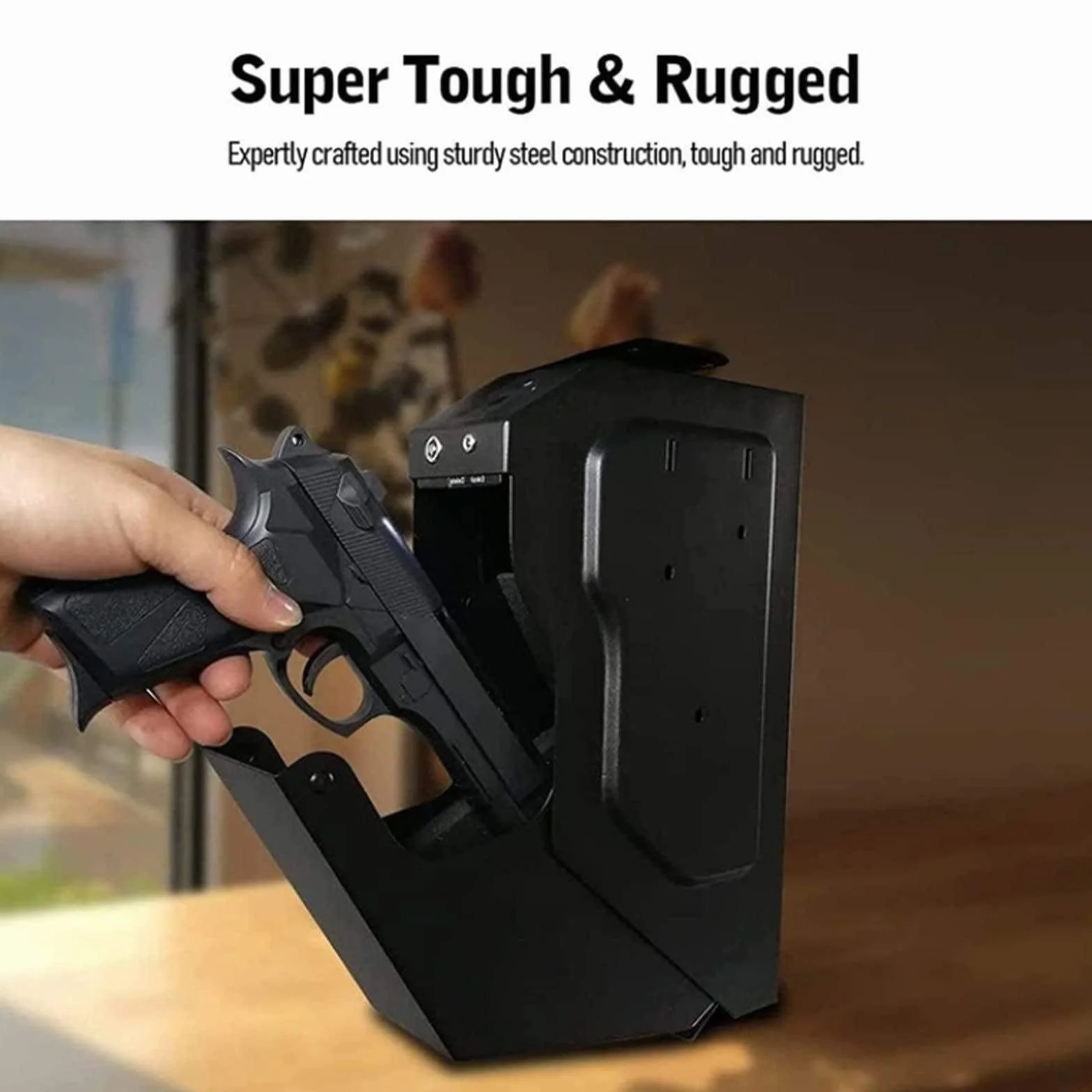 Caja Fuerte para Pistola con Huella Dactilar, Cerradura Inteligente, Estructura de Acero Antirrobo