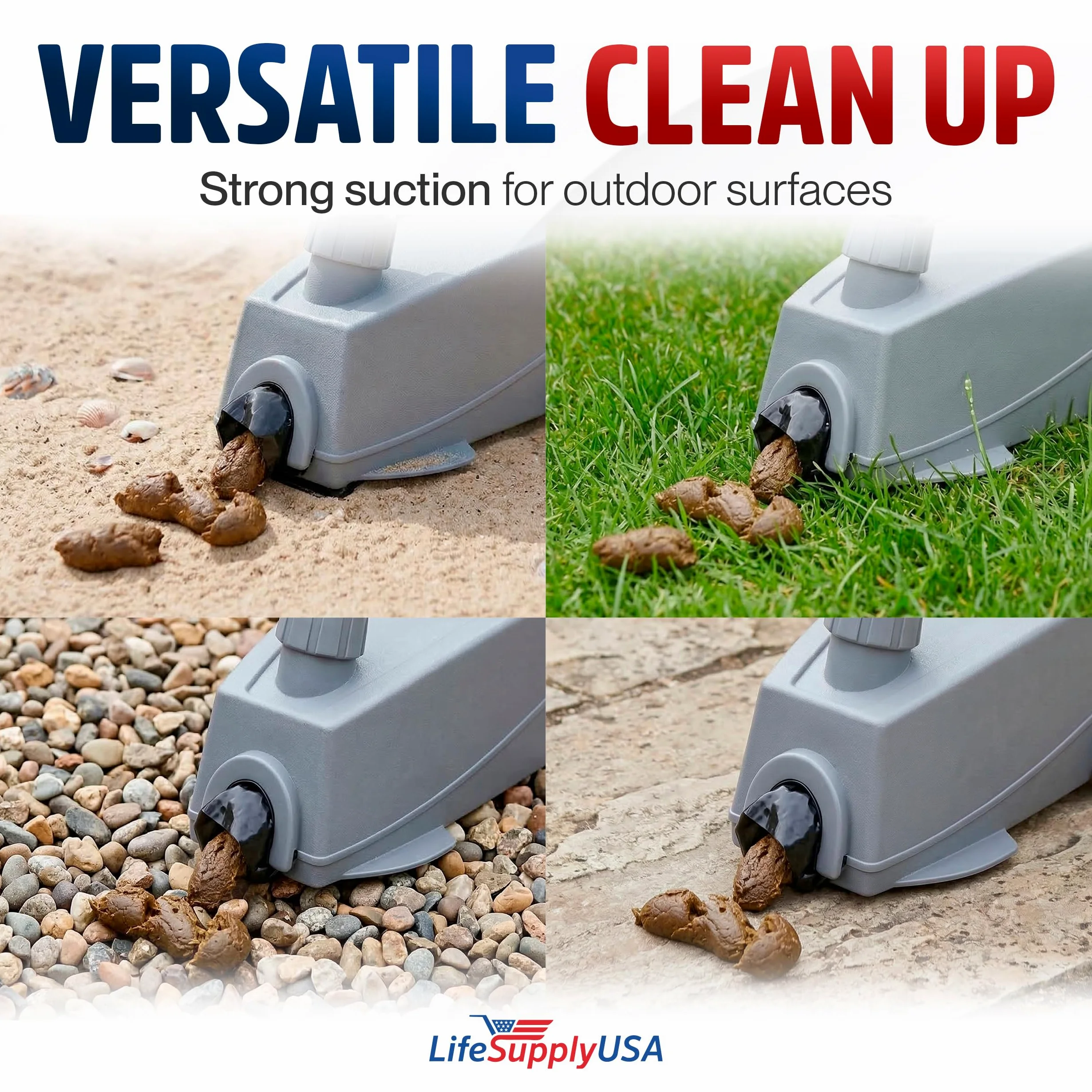 LifeSupplyUSA Recogedor de excrementos de mascotas al vacío para perros, pala eléctrica portátil para limpieza de patio y paseos, recogedor de excrementos de mano sin contacto