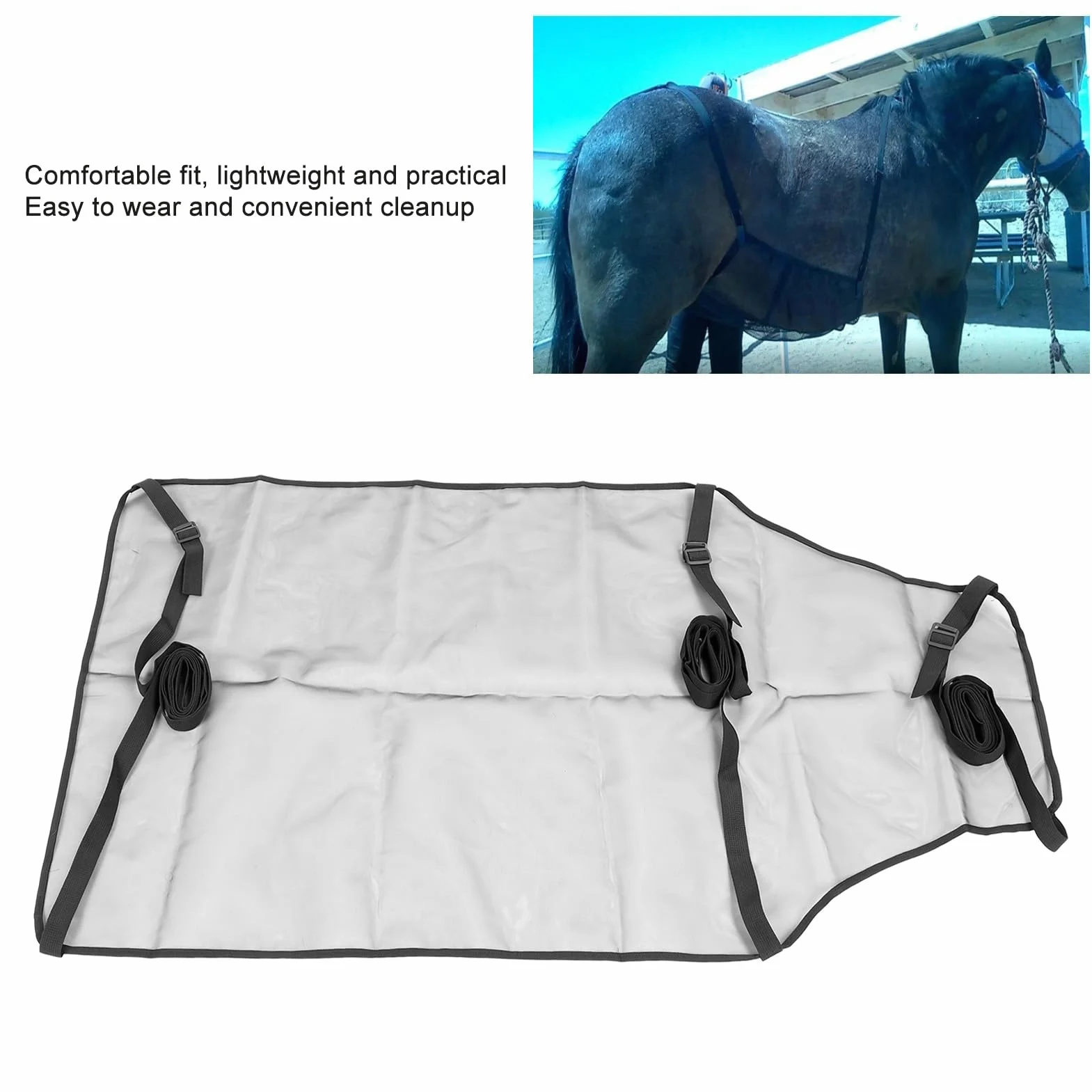 Protector de Vientre de Caballo, Protector de Vientre de Malla para Montar a Caballo, Ajustable, Suave, Transpirable, Ligero, Ajuste Estable, Protector Equino, Cubierta de