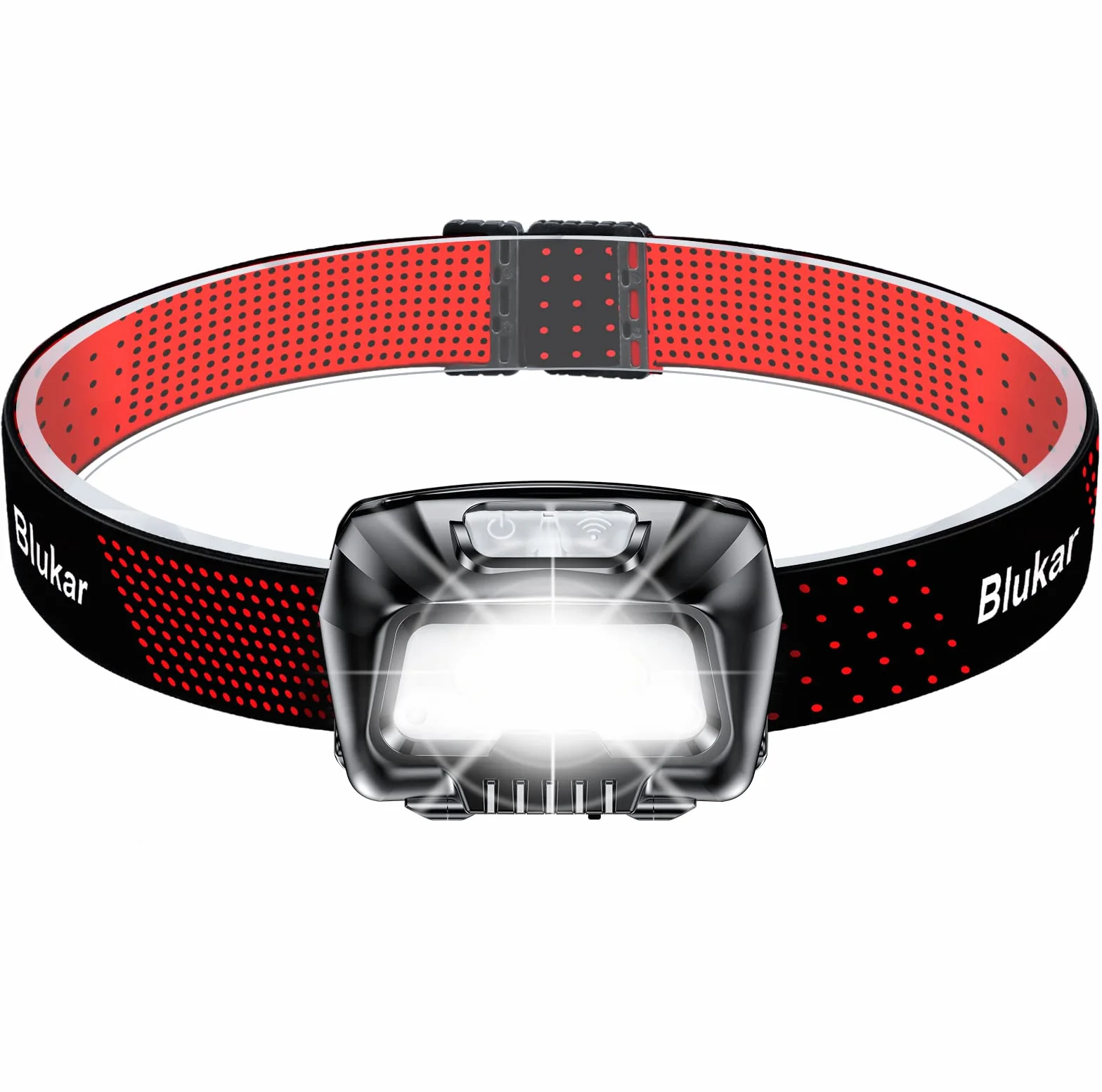 Blukar Linterna Frontal LED Recargable 2000L, IPX5 Impermeable, 30h Funcionamiento, 6 Modos