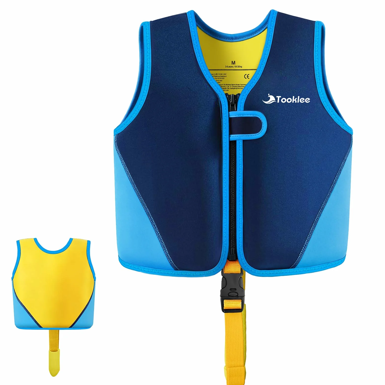 Chaleco de Natación para Niños, Sistema de Flotación Ajustable de 8 Paneles, Probado por TÜV, Neopreno Premium