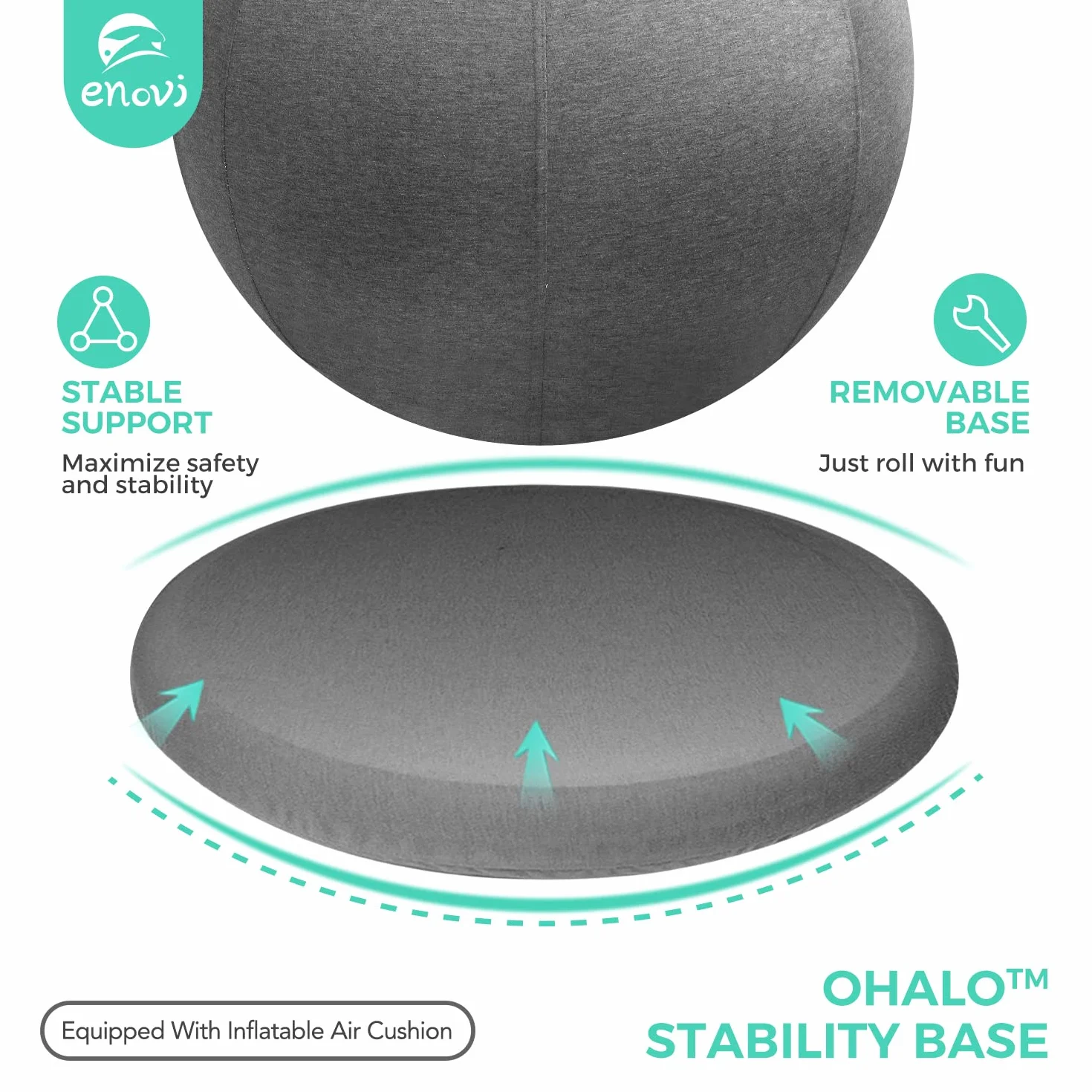 ProBalanceΩ Silla de pelota de yoga 55 cm con funda y base para oficina