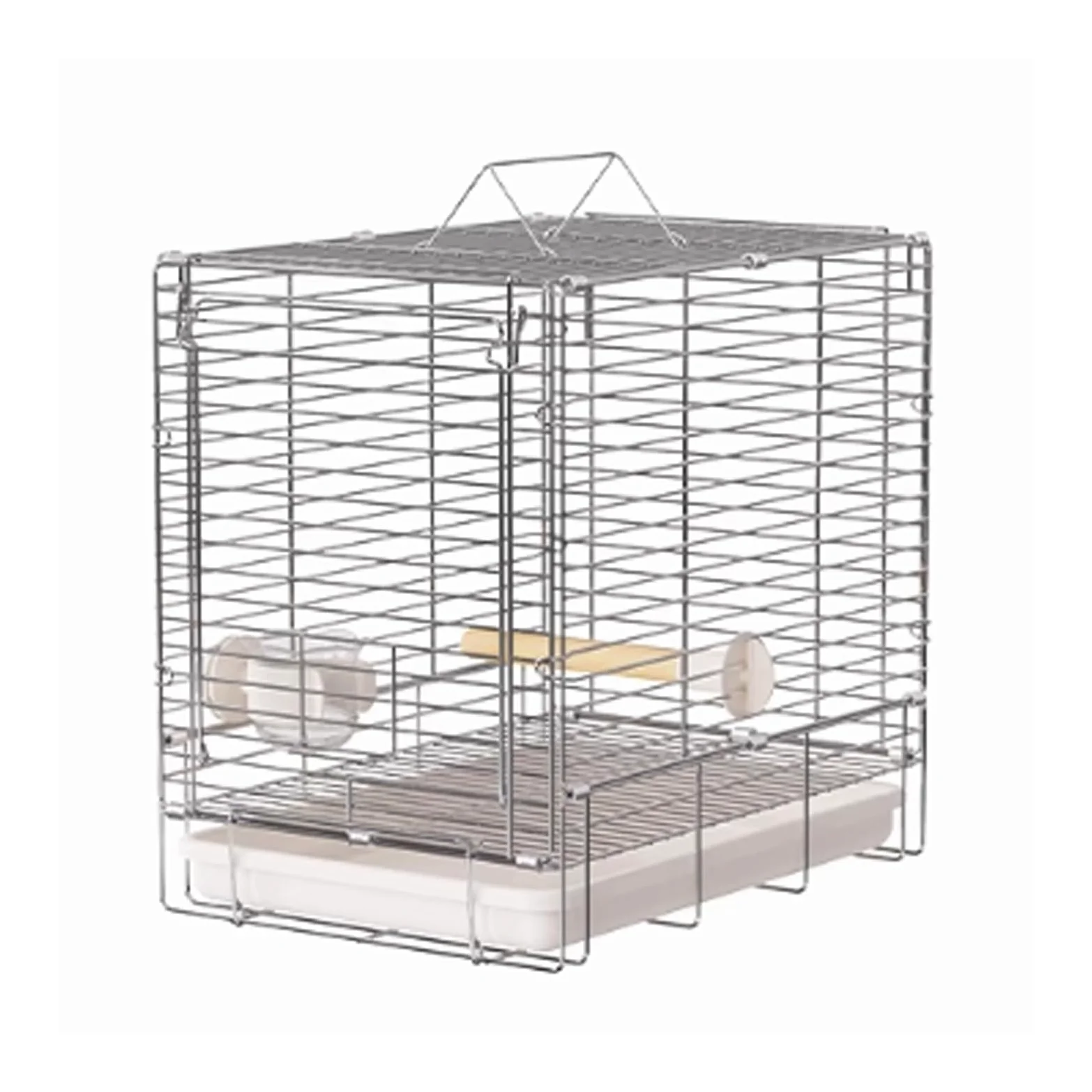 Jaula para pájaros, Jaula para Loros de Acero Inoxidable Plegable para Exteriores, Jaula portátil de Mano para Transporte de Aves (Blanca)