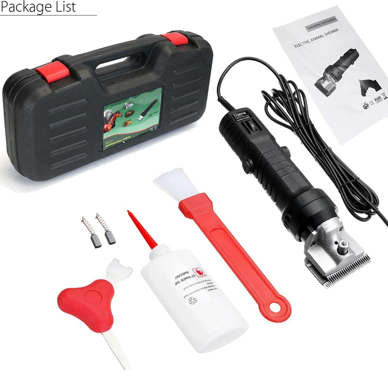 Cortadora Eléctrica para Caballos 690W Cortadora Profesional para Caballos con Ajuste de 6 Velocidades Ancho de Cuchilla 75 mm 2400 rpm Esquiladora Eléctrica para Ganado para Llamas Vacas Red
