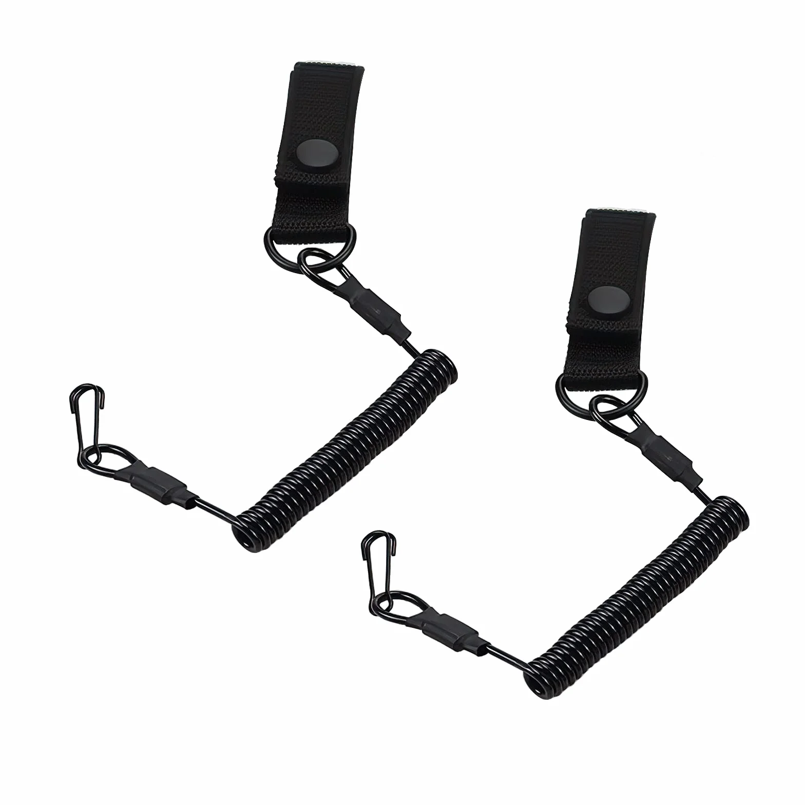 Lanyard Táctico Cuerdas de Seguridad Elásticas con Mosquetón en Espiral Negro