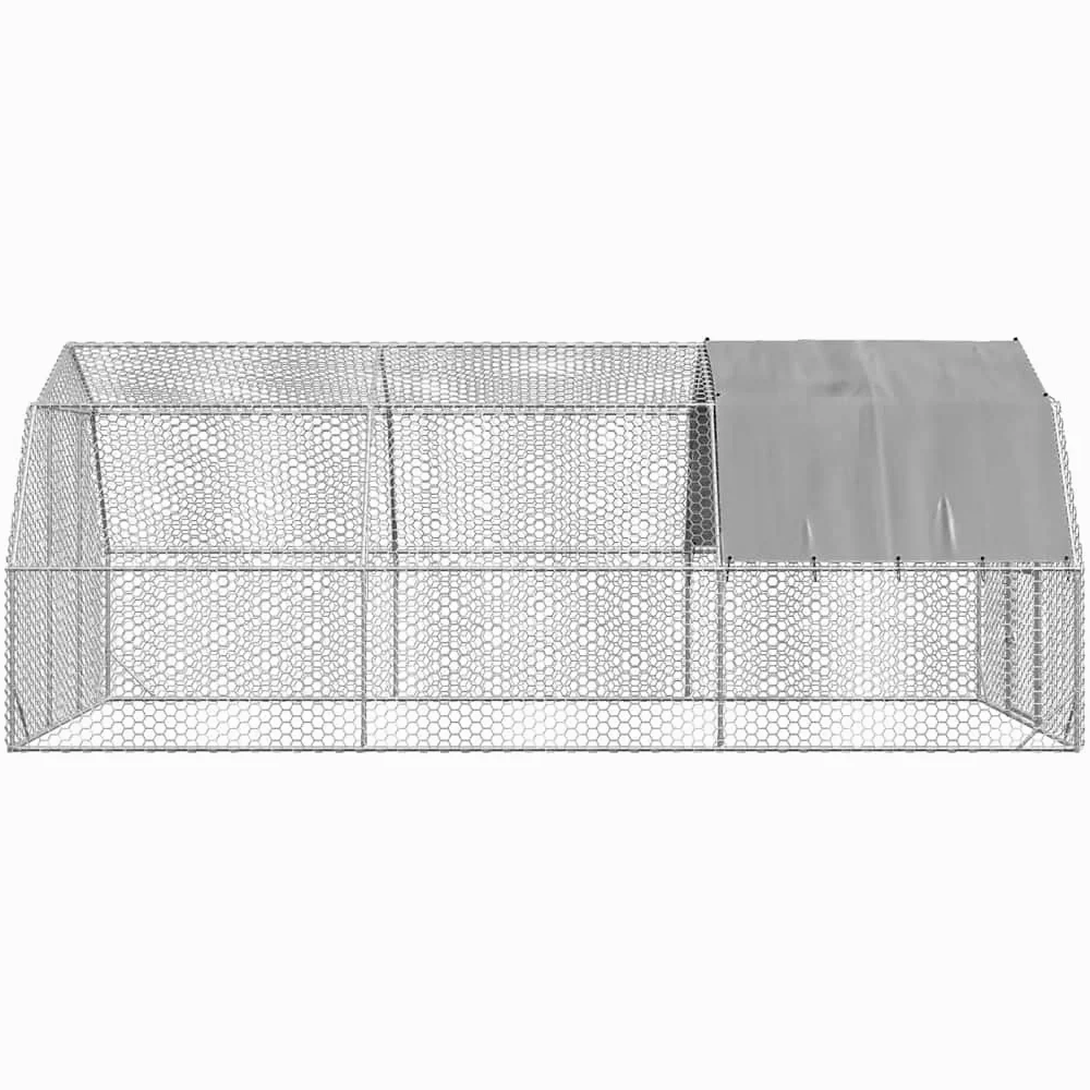 Gallinero con techo, 15 m², cercado de acero galvanizado, 2,5 x 6 x 2,25 m, gran recinto exterior para aves de corral, patos, gansos y animales pequeños